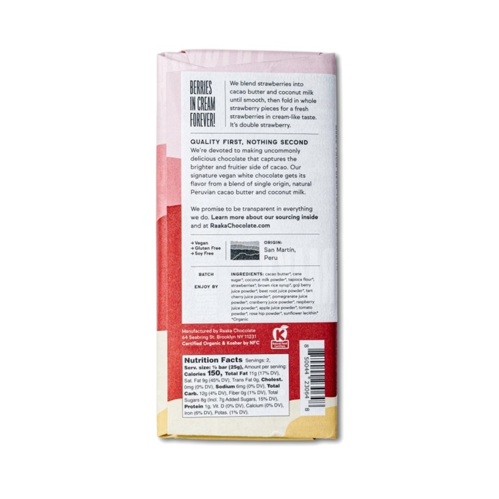 Raaka Strawberry and Cream Chocolate Bar