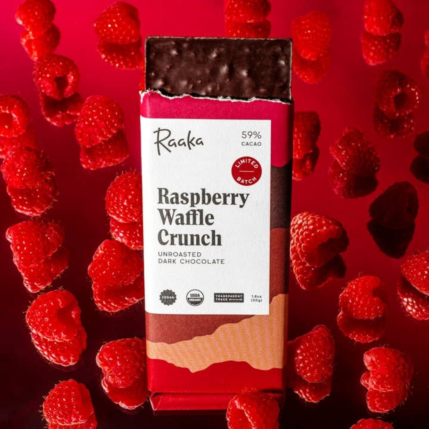 Raaka Raspberry Waffle Crunch Chocolate Bar