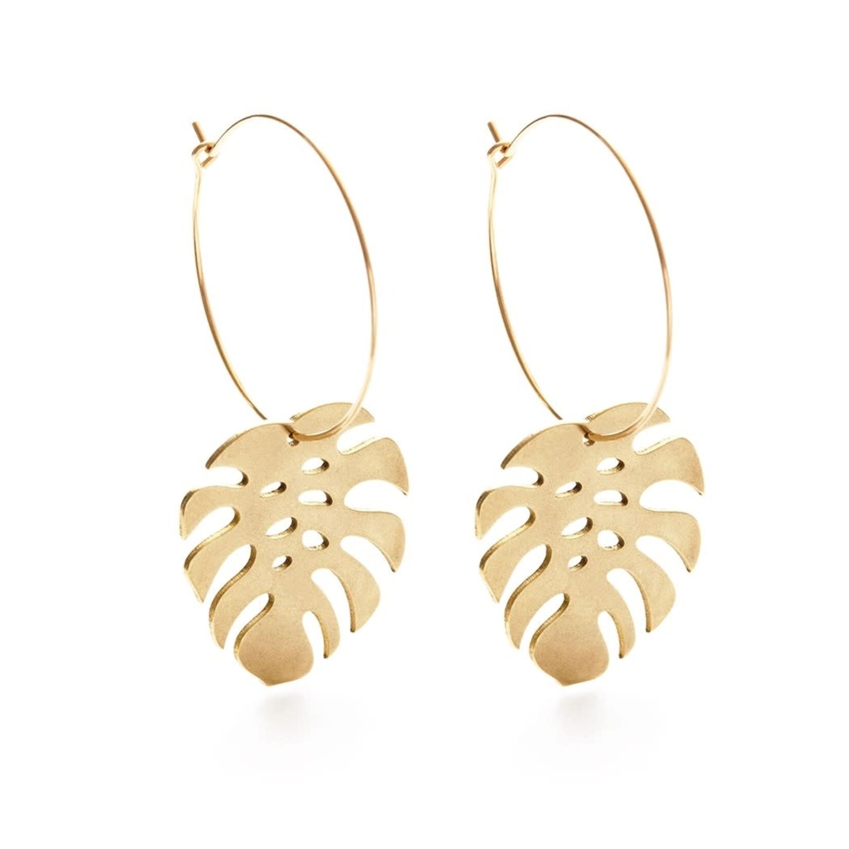 Monstera Hoop Earrings