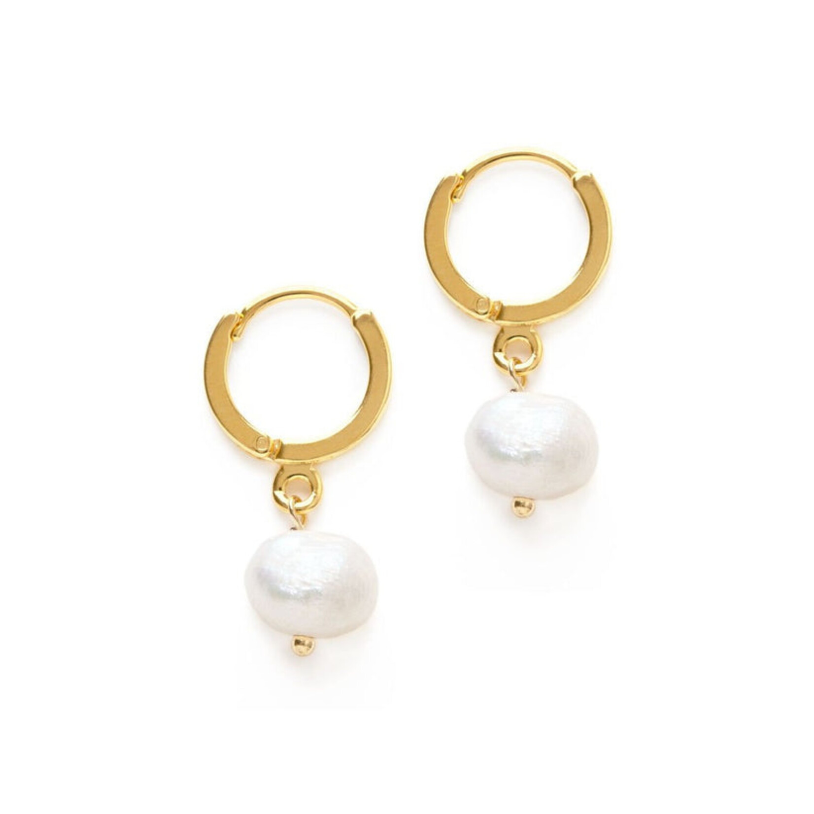Pearl Huggie Hoops