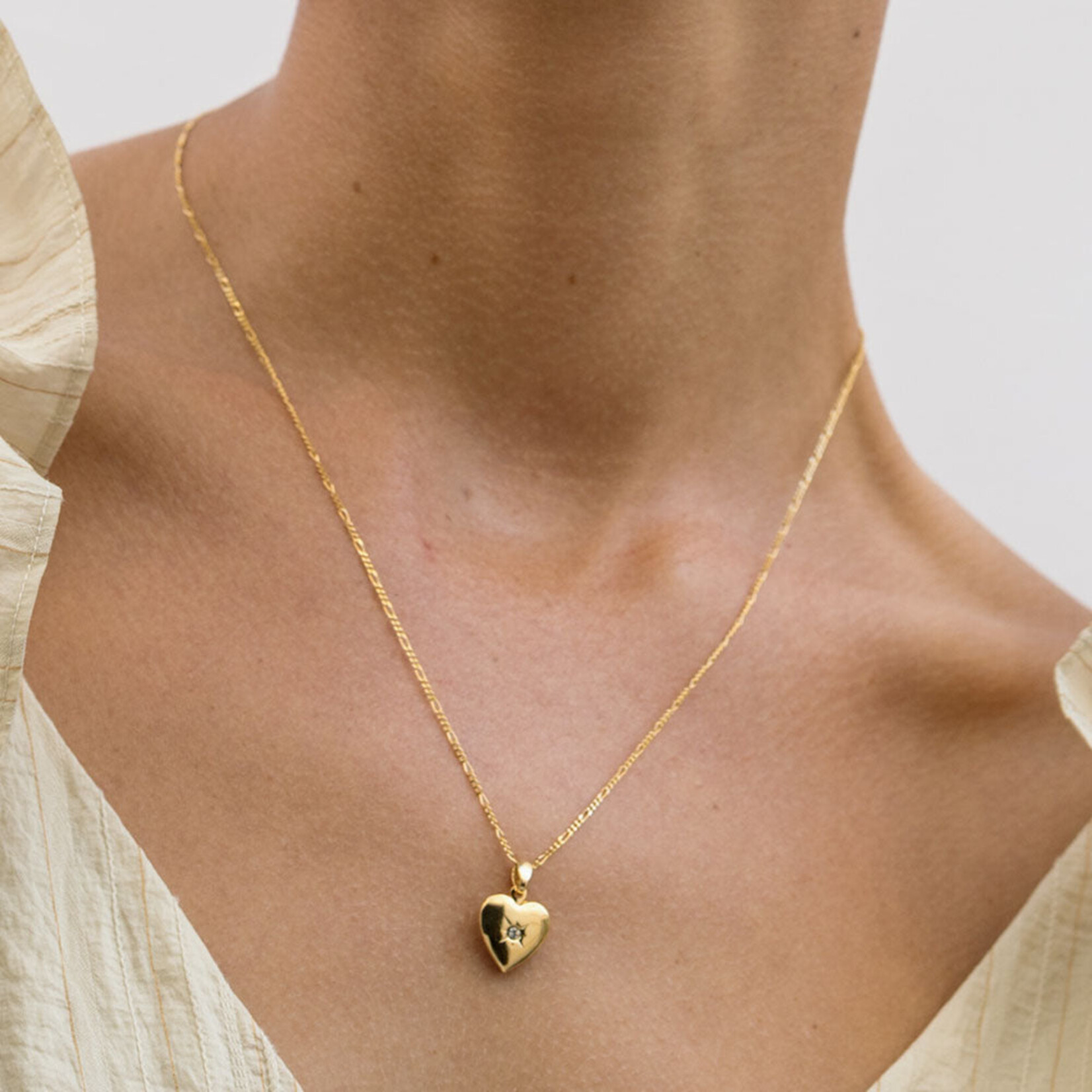 A Mano Small Rhinestone Heart Locket