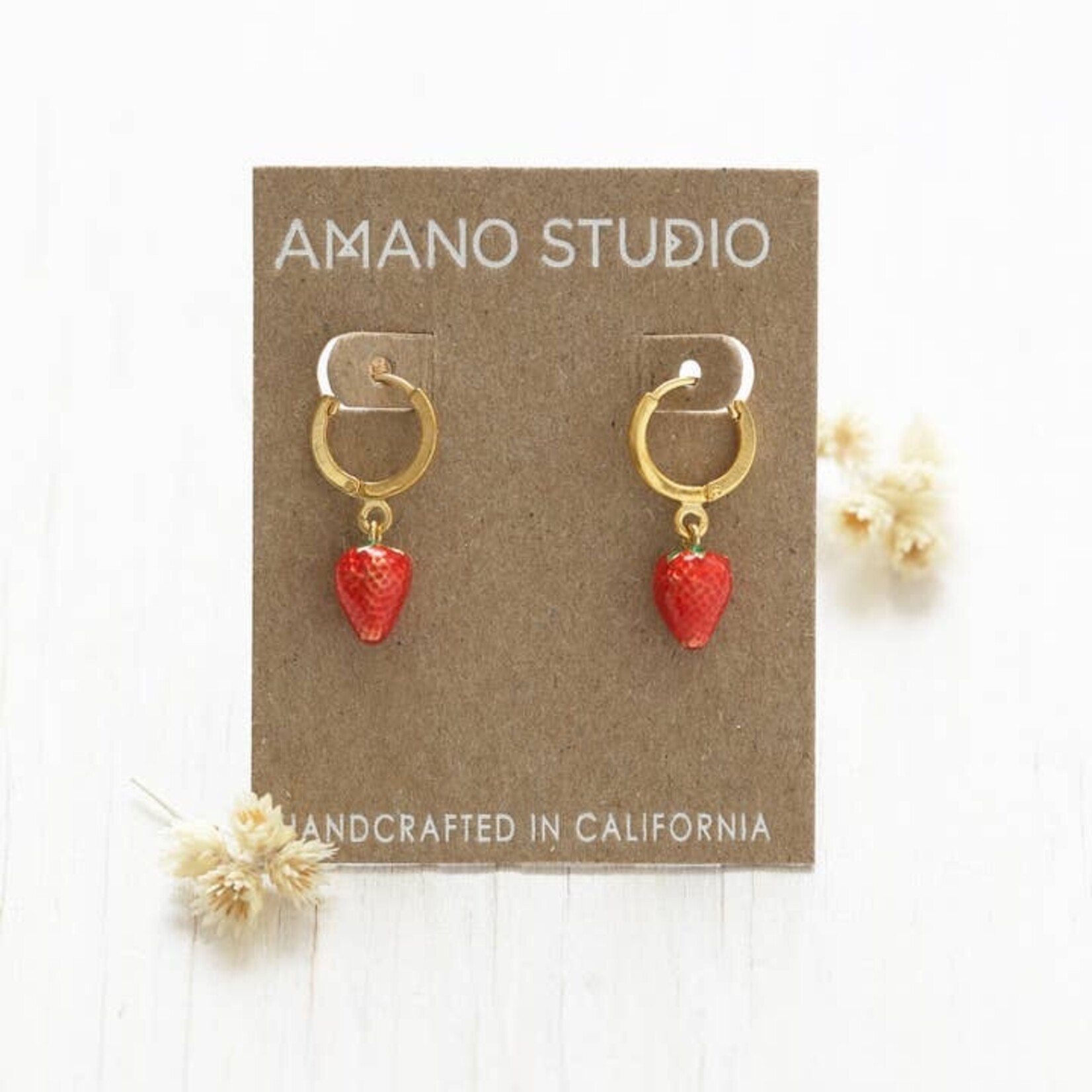 Strawberry Huggie Hoops