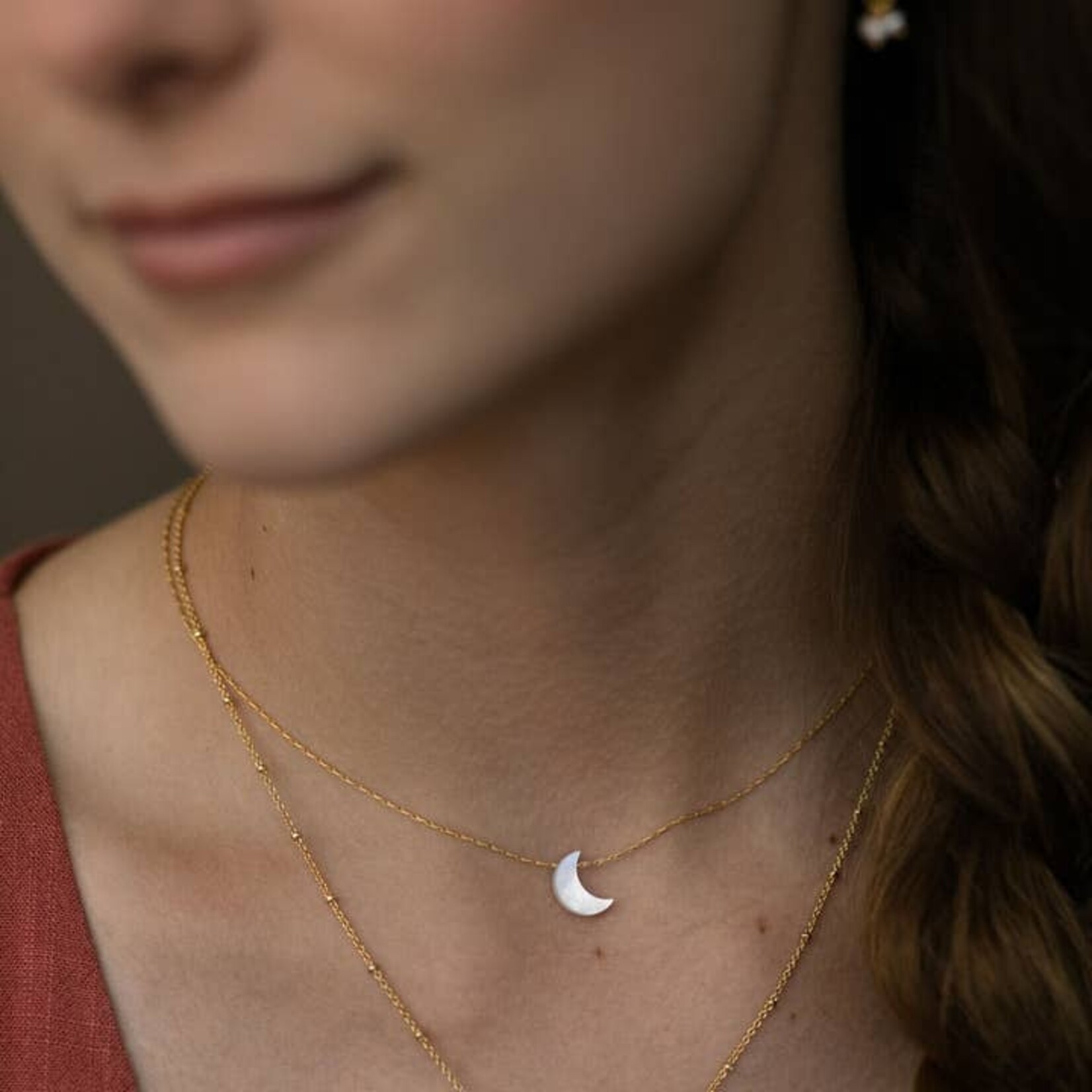 A Mano Mother of Pearl Moon Necklace