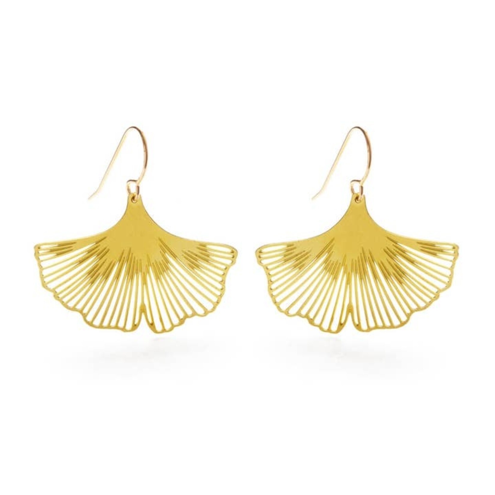 A Mano Ginkgo Leaf Earrings Gold