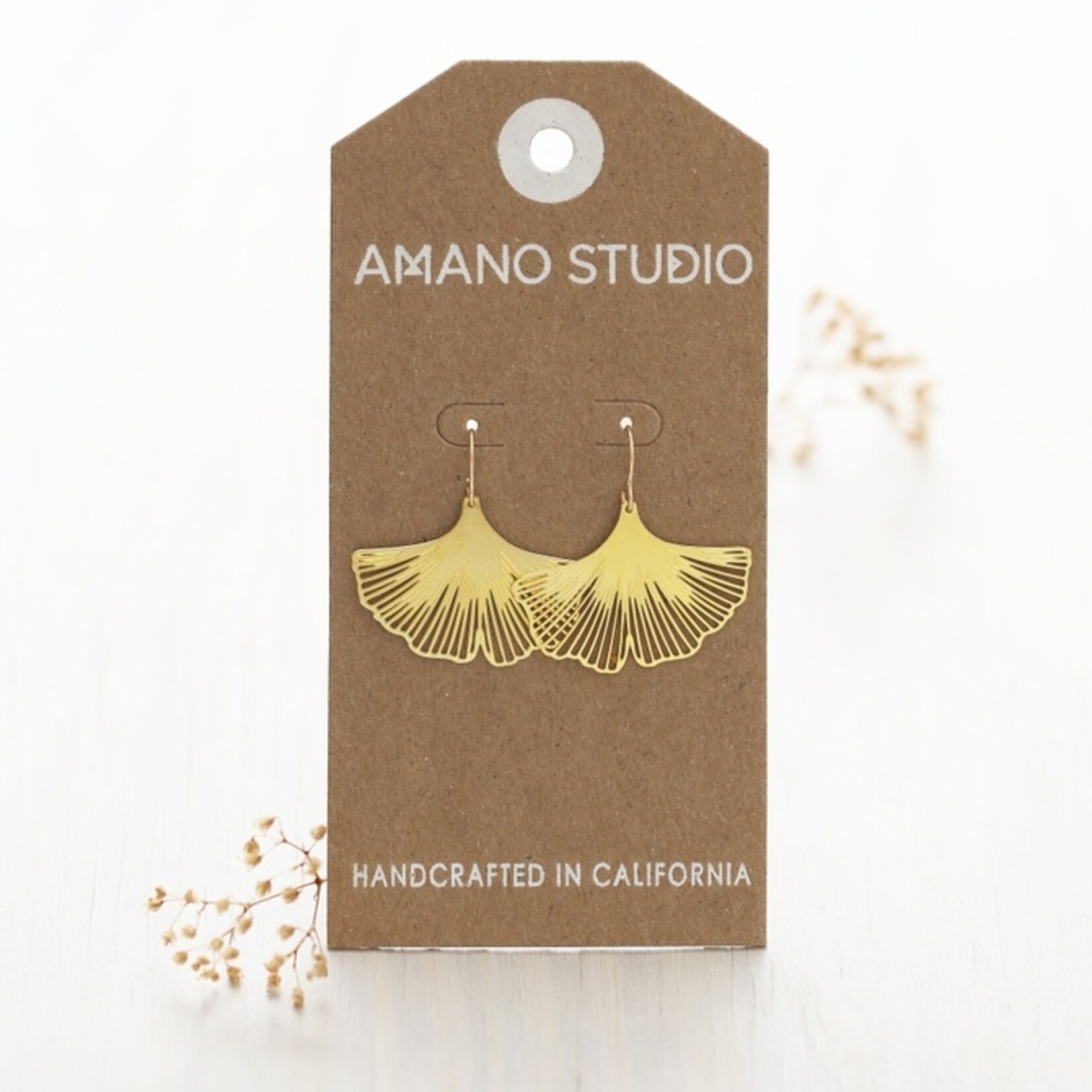 A Mano Ginkgo Leaf Earrings Silver