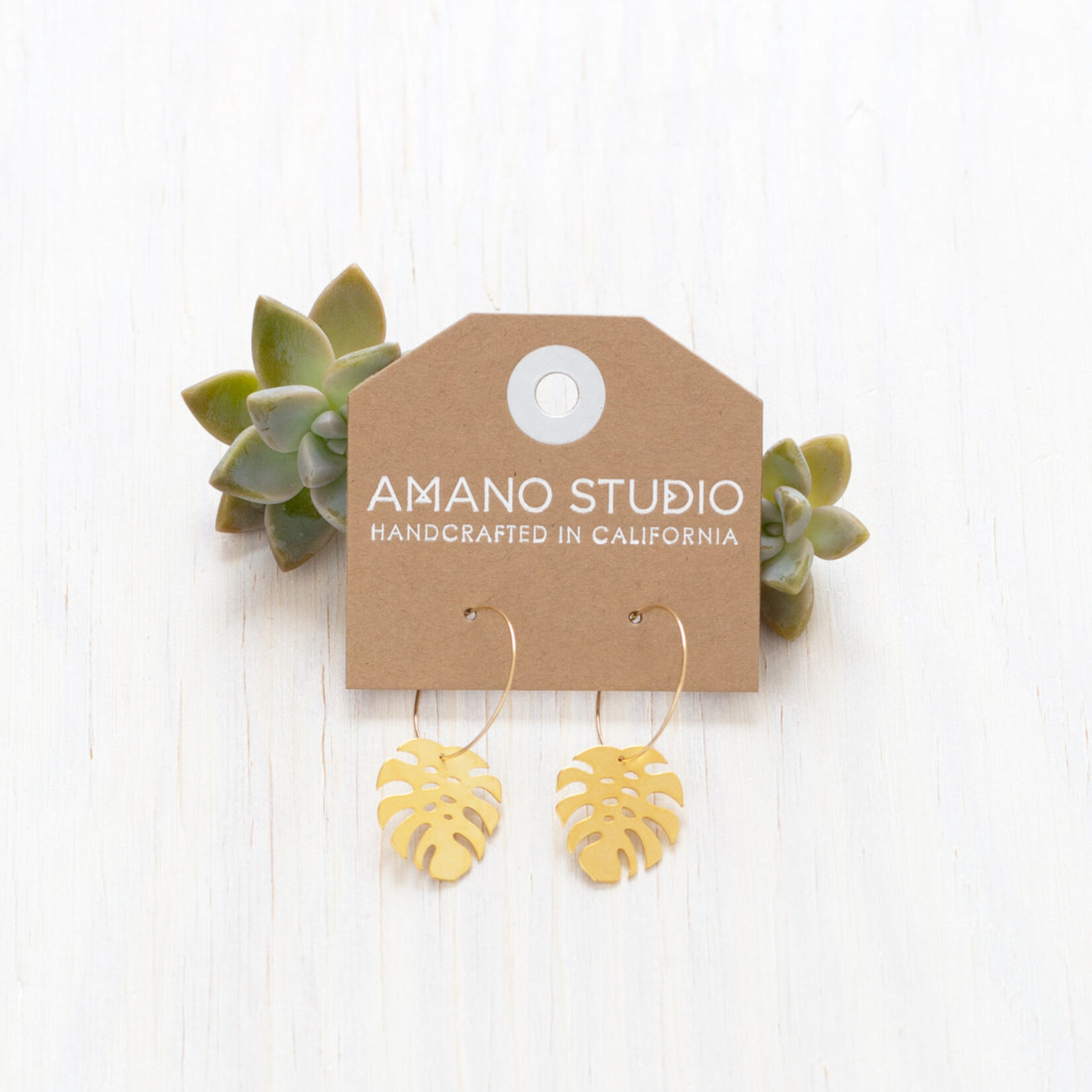A Mano Monstera Hoop Earrings
