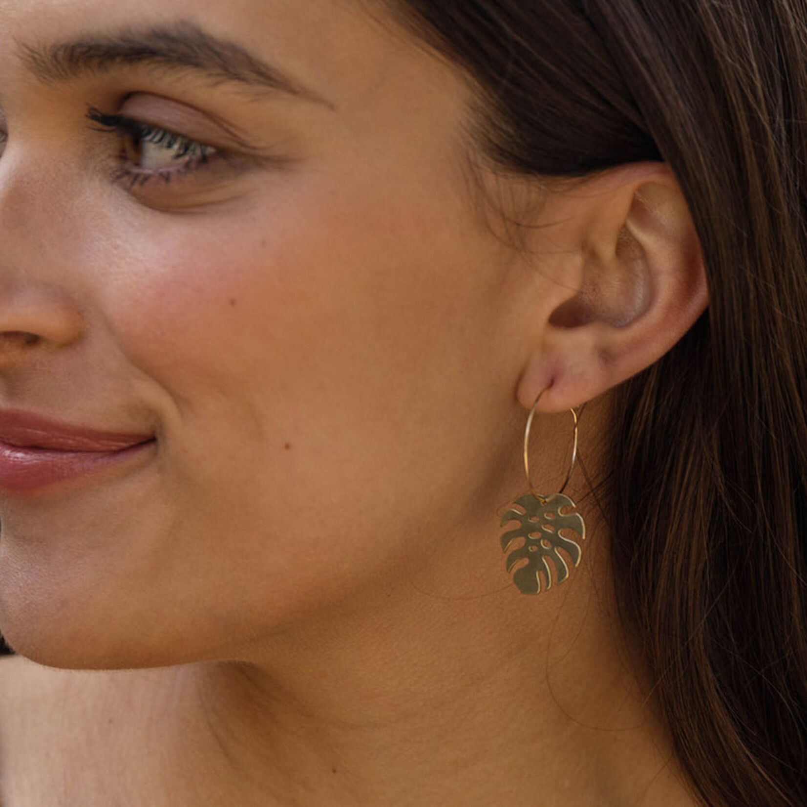 Monstera Hoop Earrings