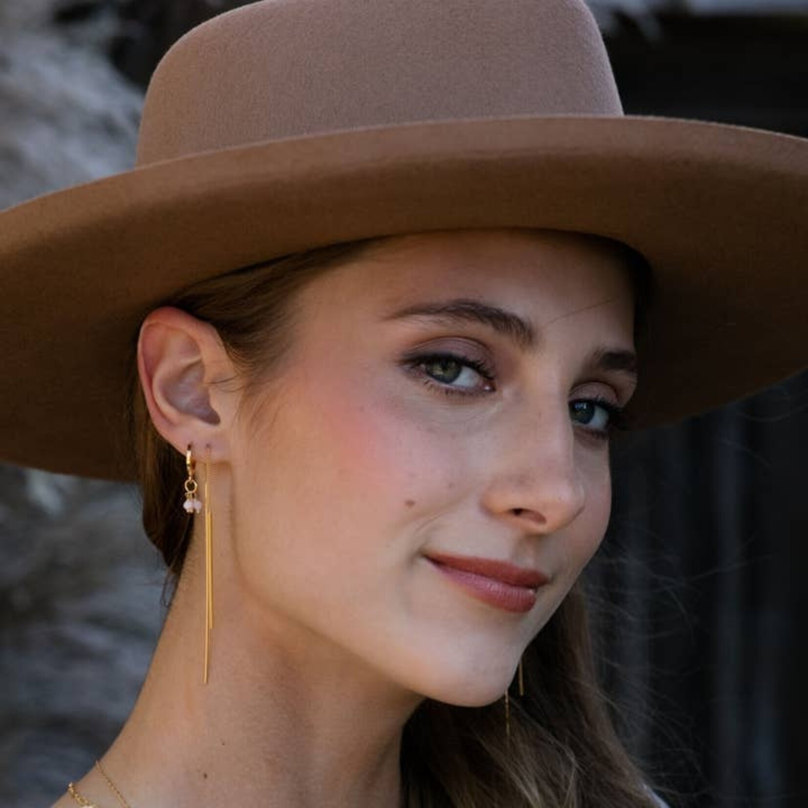 A Mano Needle and Thread Earrings in Gold