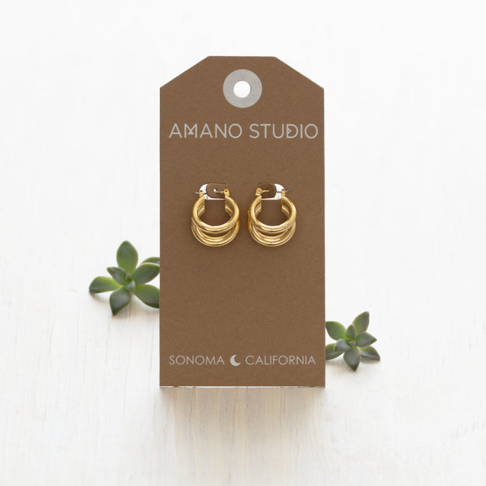 A Mano Vintage Triple Hoop Gold
