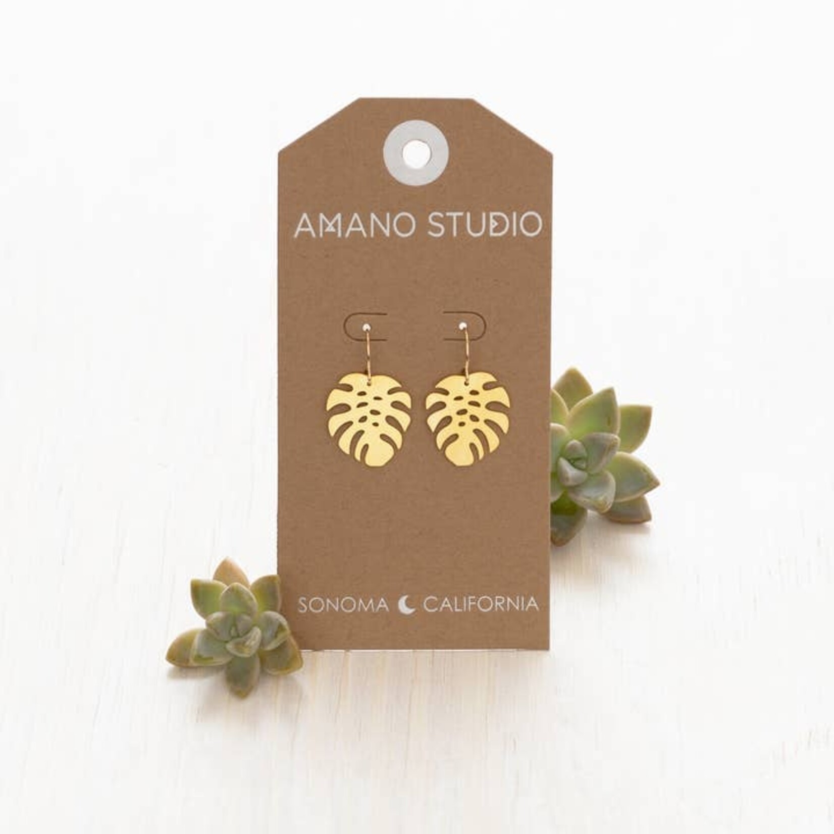 A Mano Monstera Drop Earrings