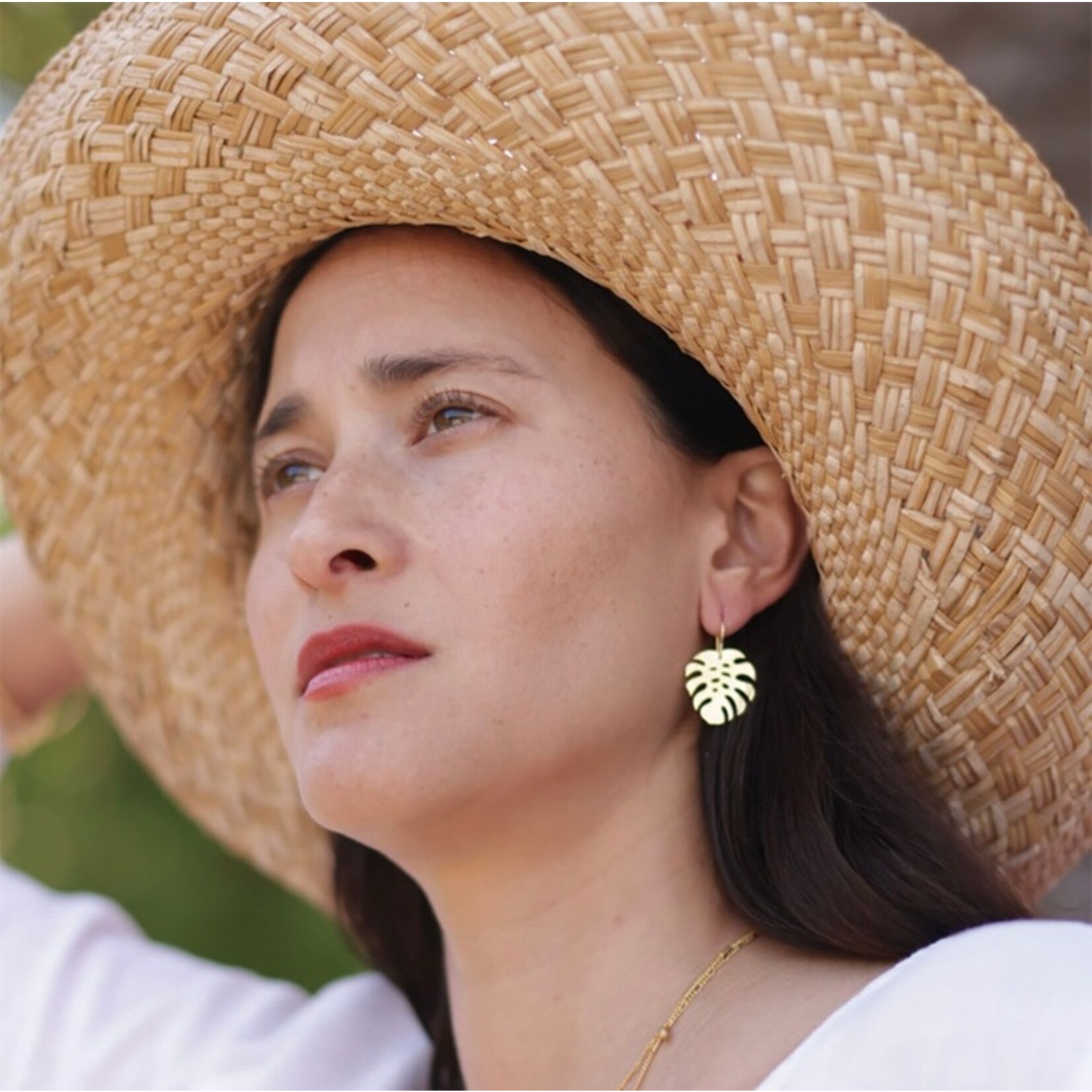 A Mano Monstera Drop Earrings