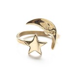 A Mano Crescent Moon & Star Ring