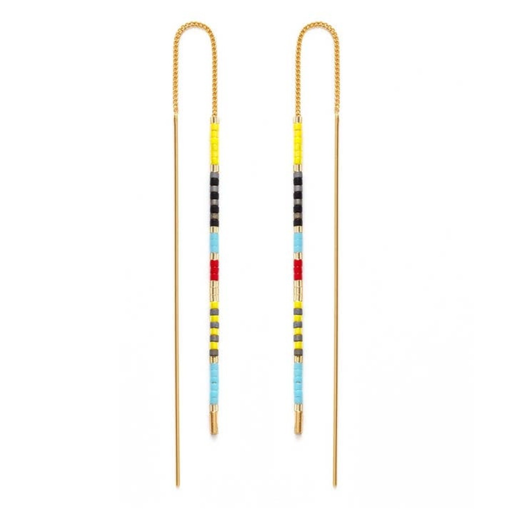 Miyuki Seed Bead Threader Earrings in Fiesta