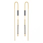 Miyuki Seed Bead Threader Earrings in Black & Bone