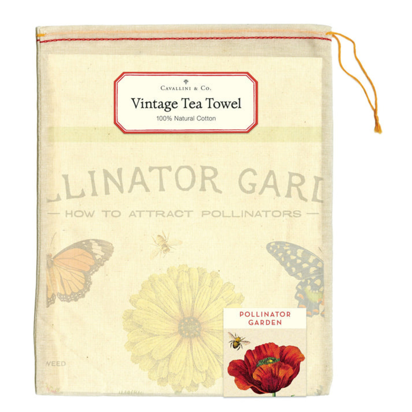 Cavallini Pollinator Garden Tea Towel