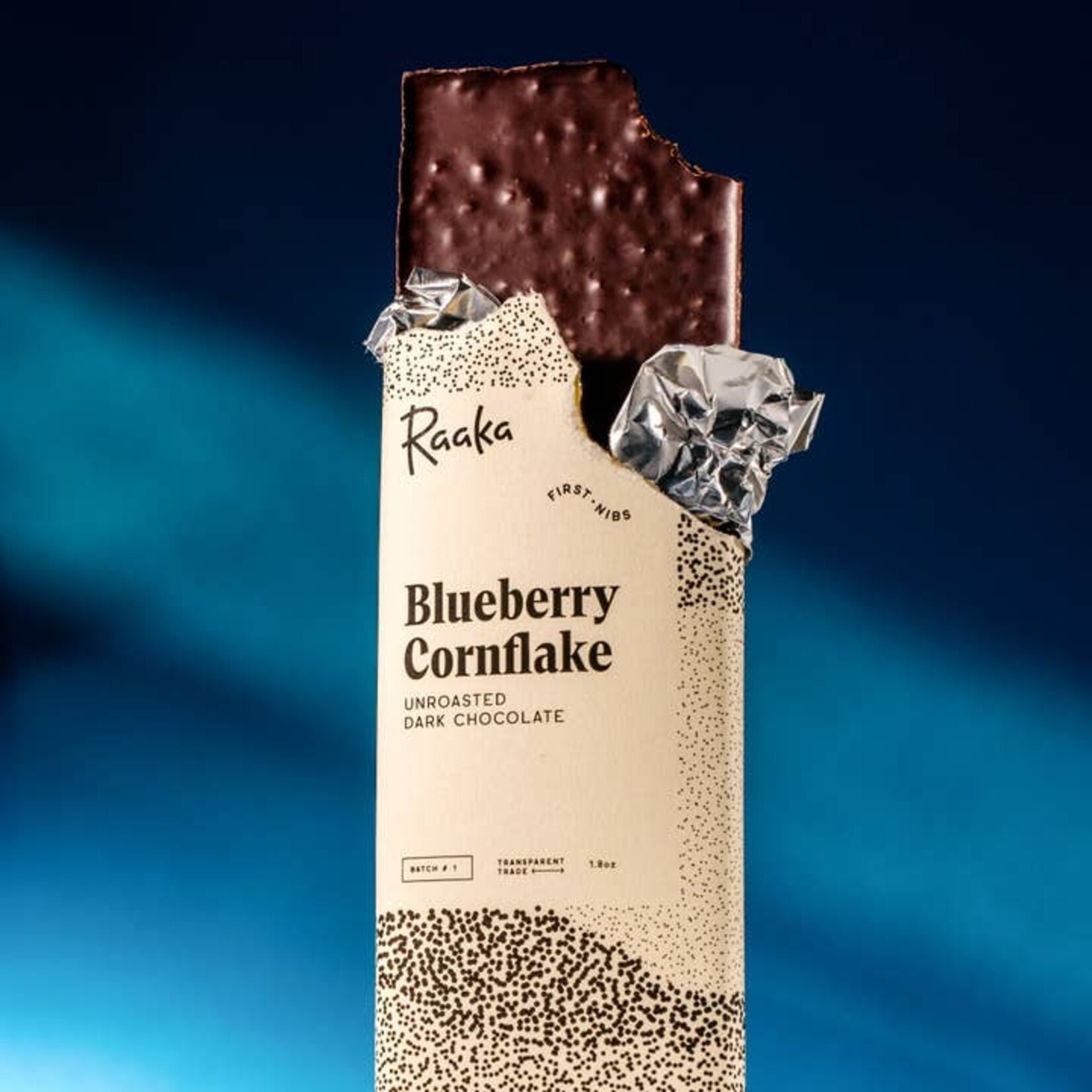 Raaka Blueberry Cornflake Chocolate Bar
