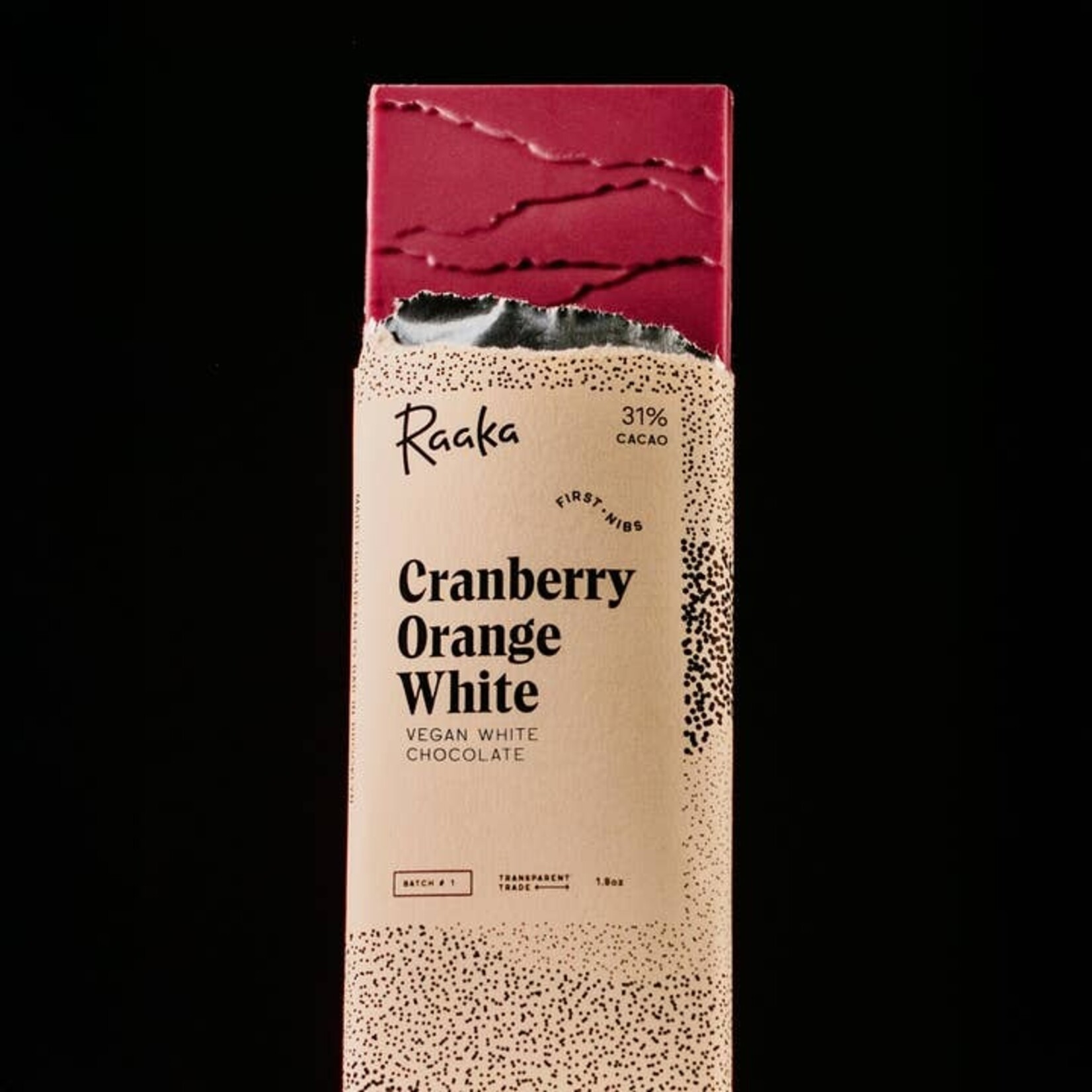 Raaka Cranberry Orange White Chocolate Bar