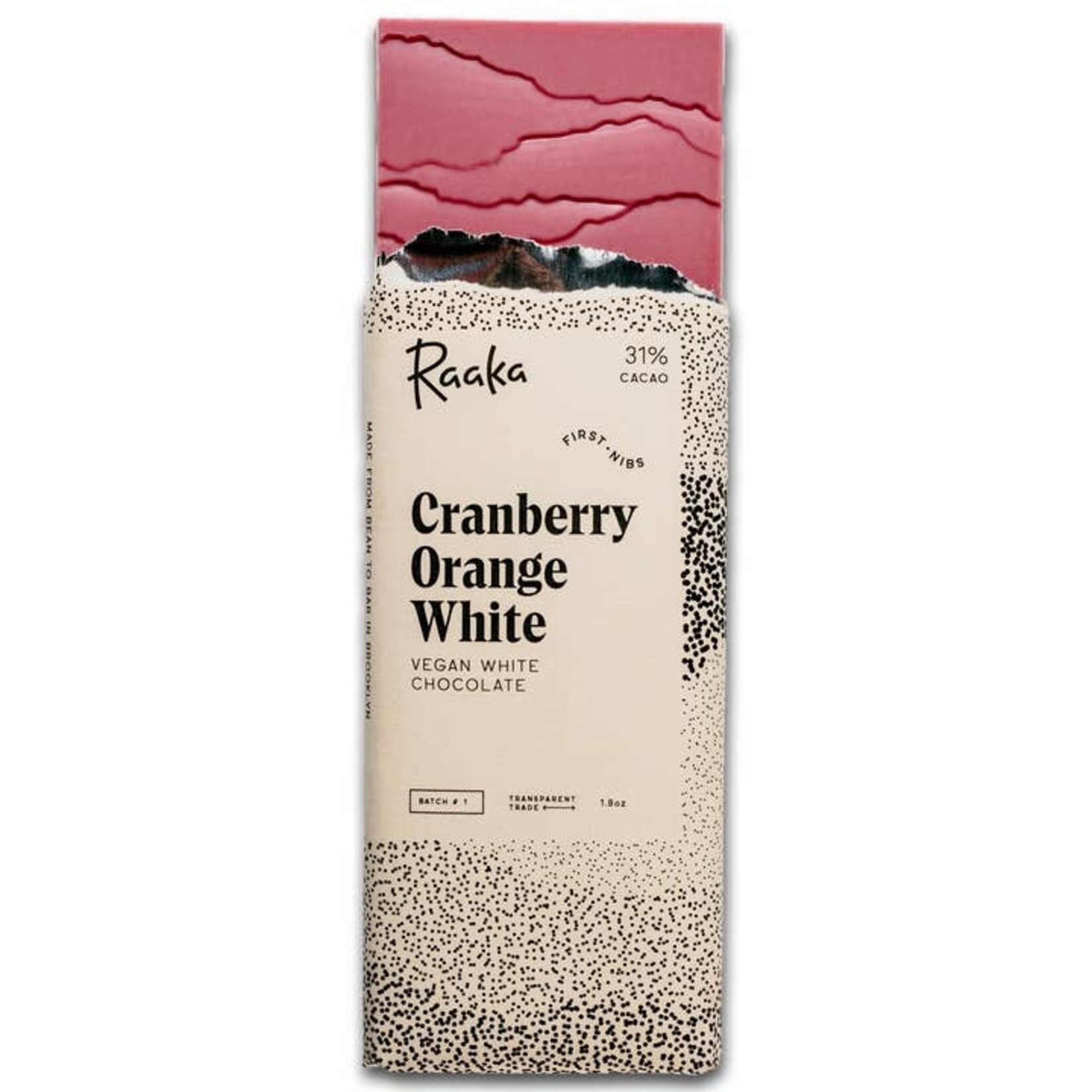 Raaka Cranberry Orange White Chocolate Bar
