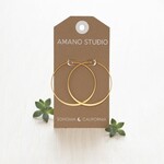Flattened Round Hoop Earrings in Gold