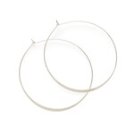 Flattened Round Hoop Earrings in Silver