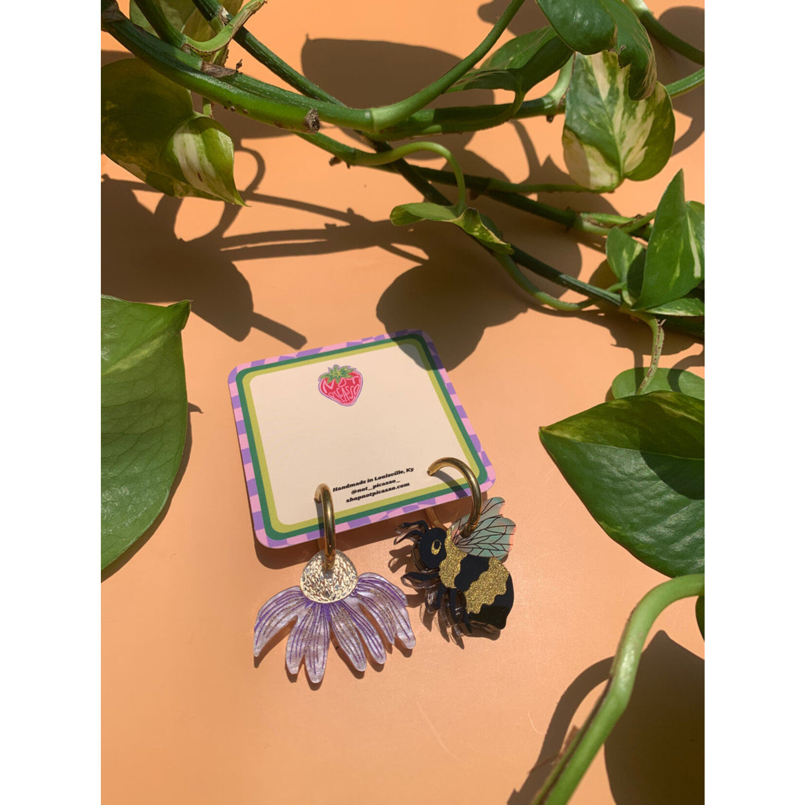 Bee and Flower Earrings