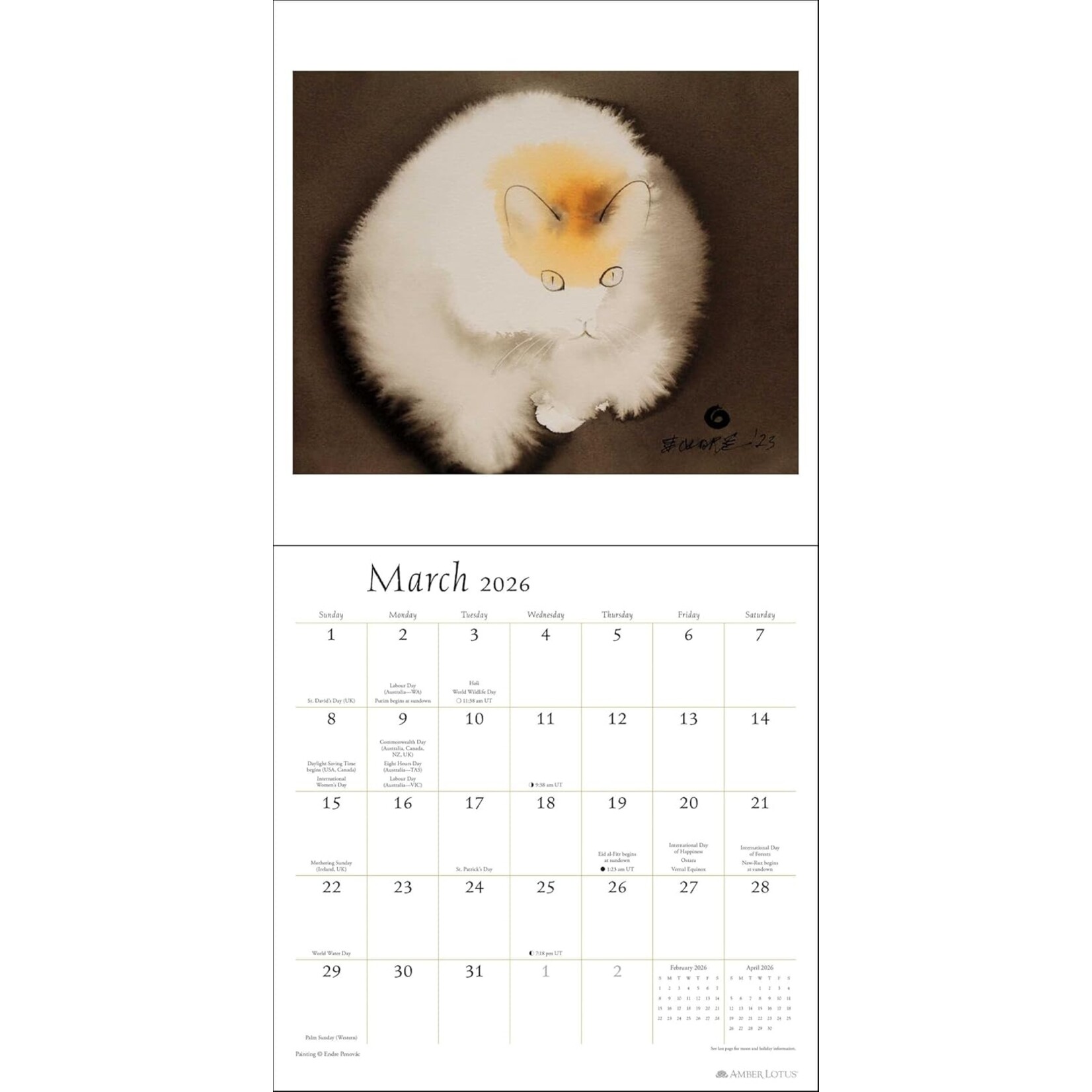 Simon and Schuster Artful Cats Wall Calendar 2026