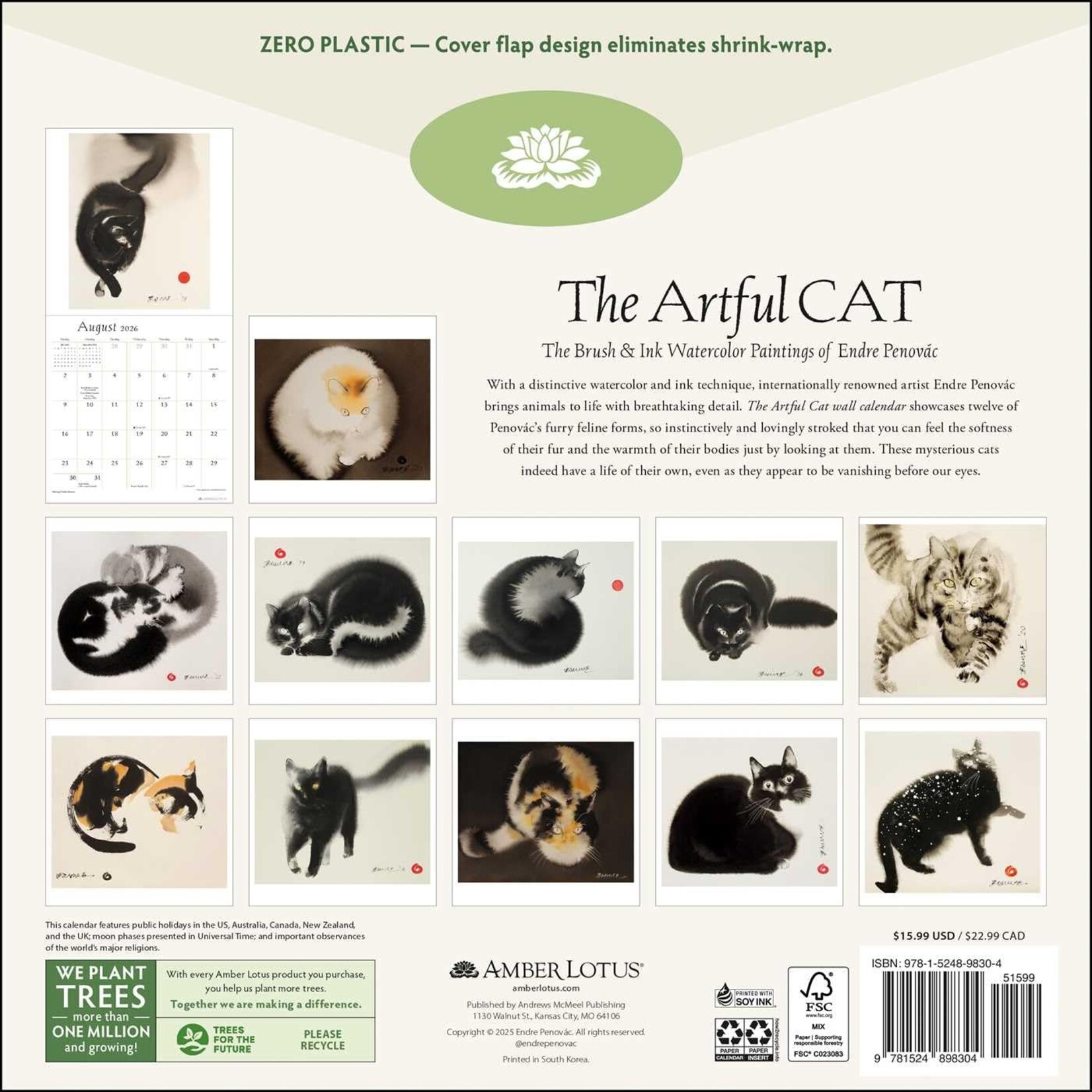 Simon and Schuster Artful Cats Wall Calendar 2026