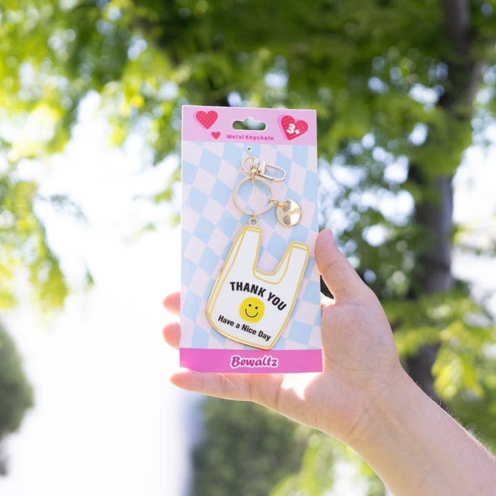 Thank You Bag Enamel Keychain