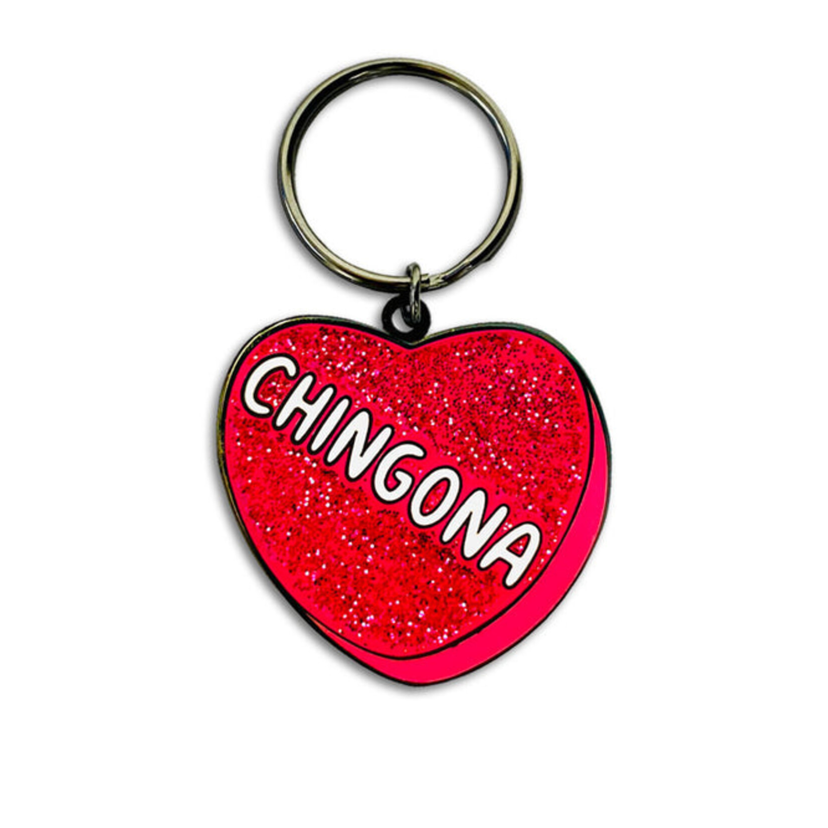 The Found Chingona Glitter Heart Keychain