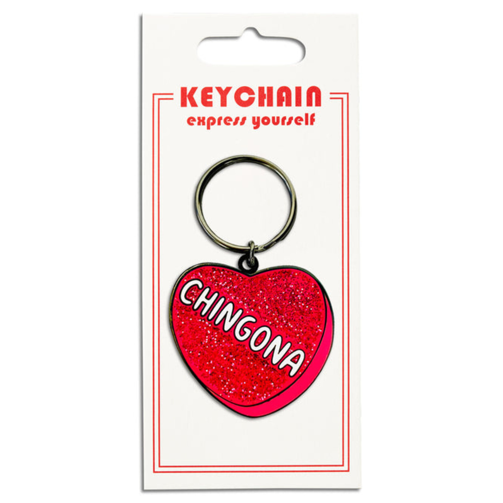 The Found Chingona Glitter Heart Keychain
