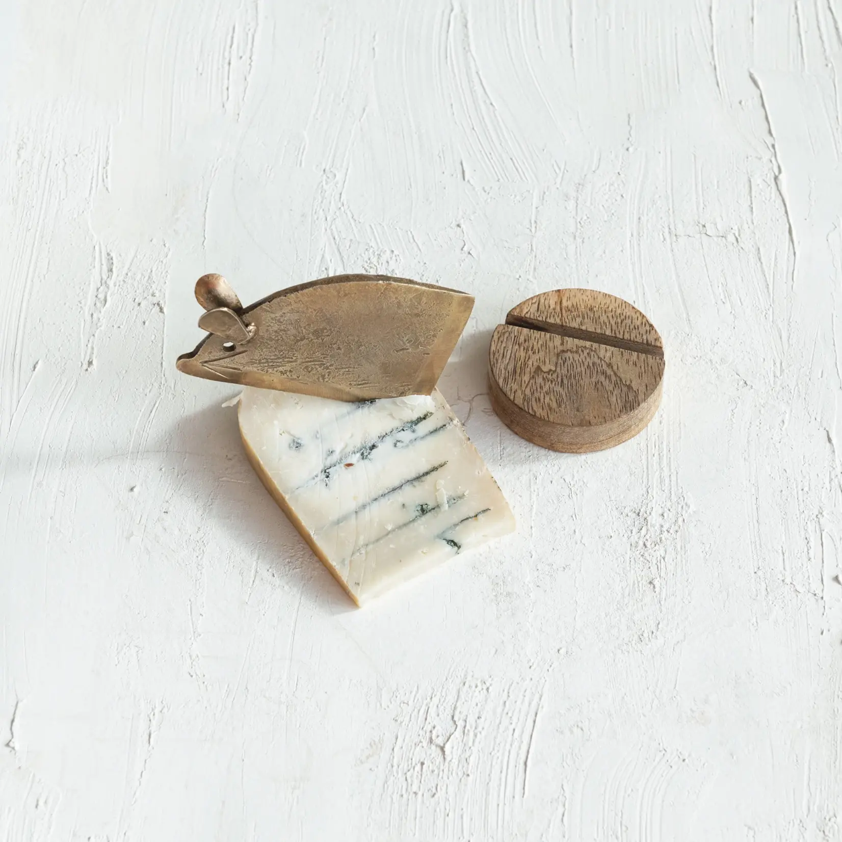 Metal Mouse Cheese Knife & Mango Wood Stand