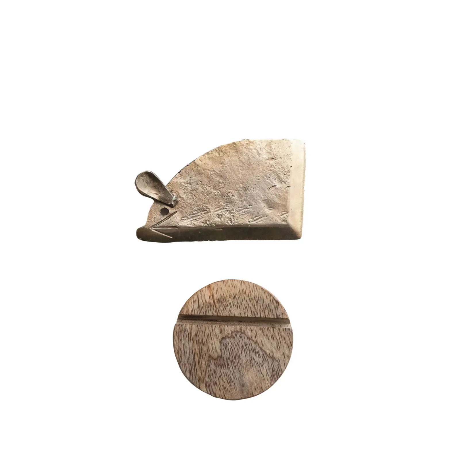 Creative Coop Metal Mouse Cheese Knife & Mango Wood Stand