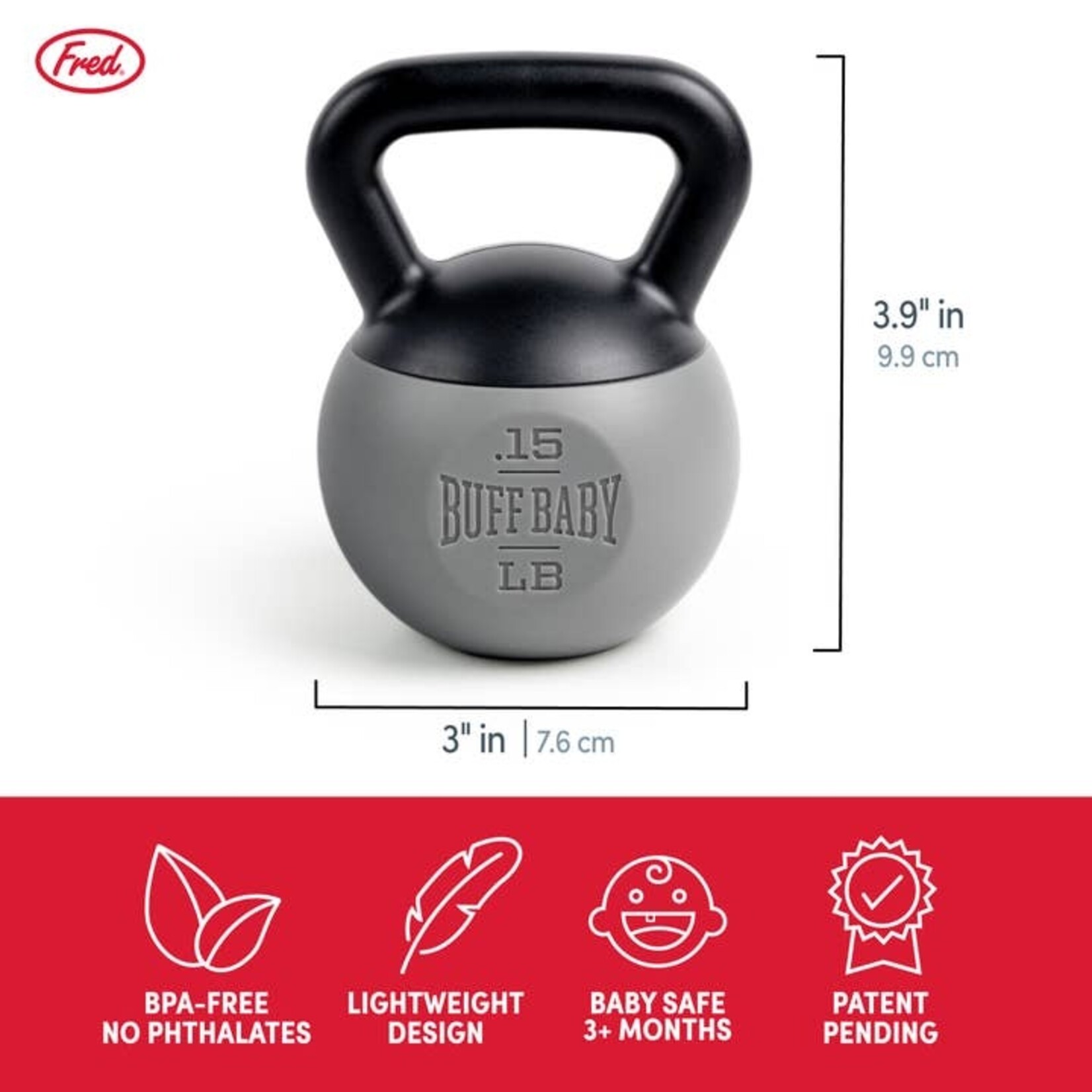Fred & Friends Buff Baby Kettlebell Rattle