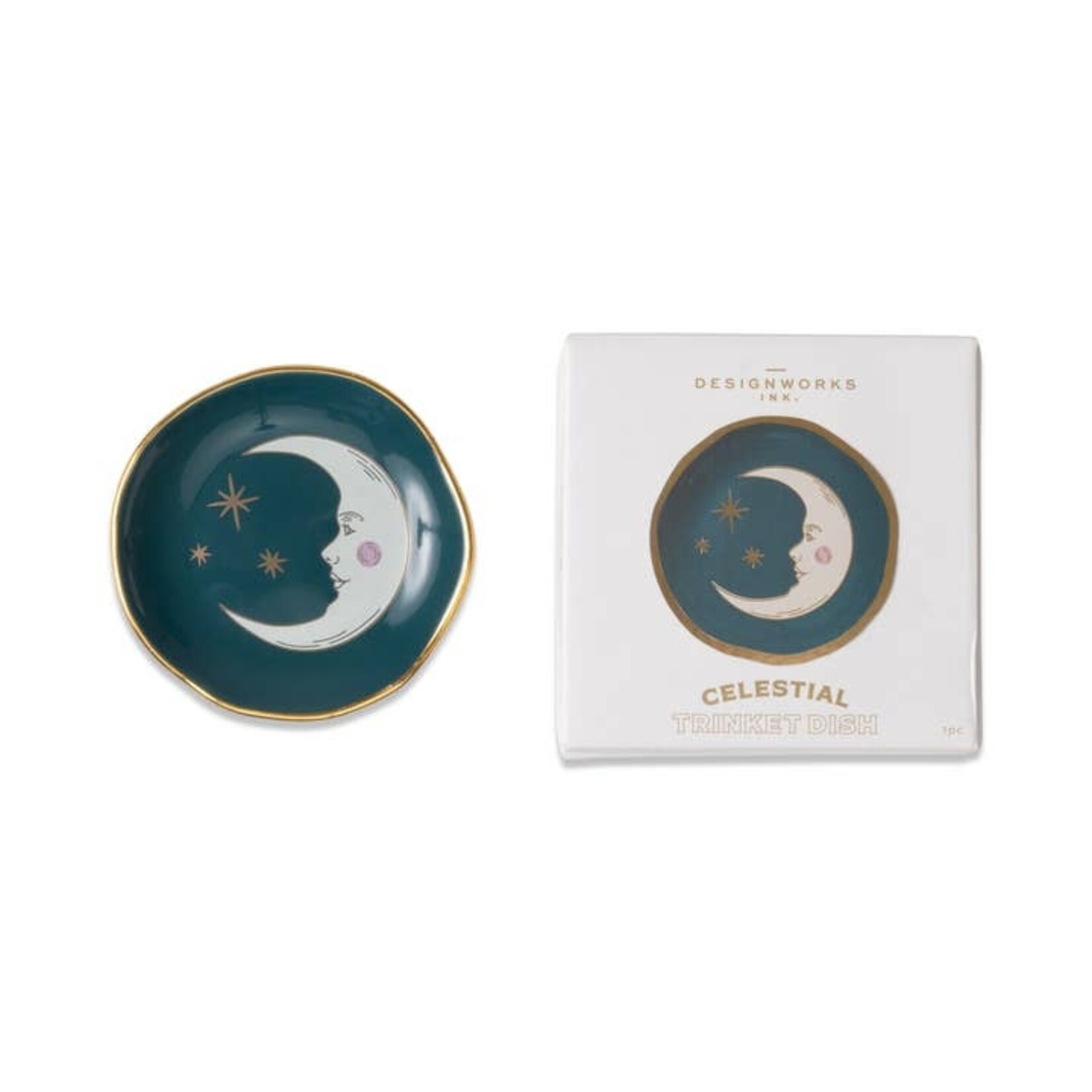 Designworks Ink Teal Moon Trinket Dish