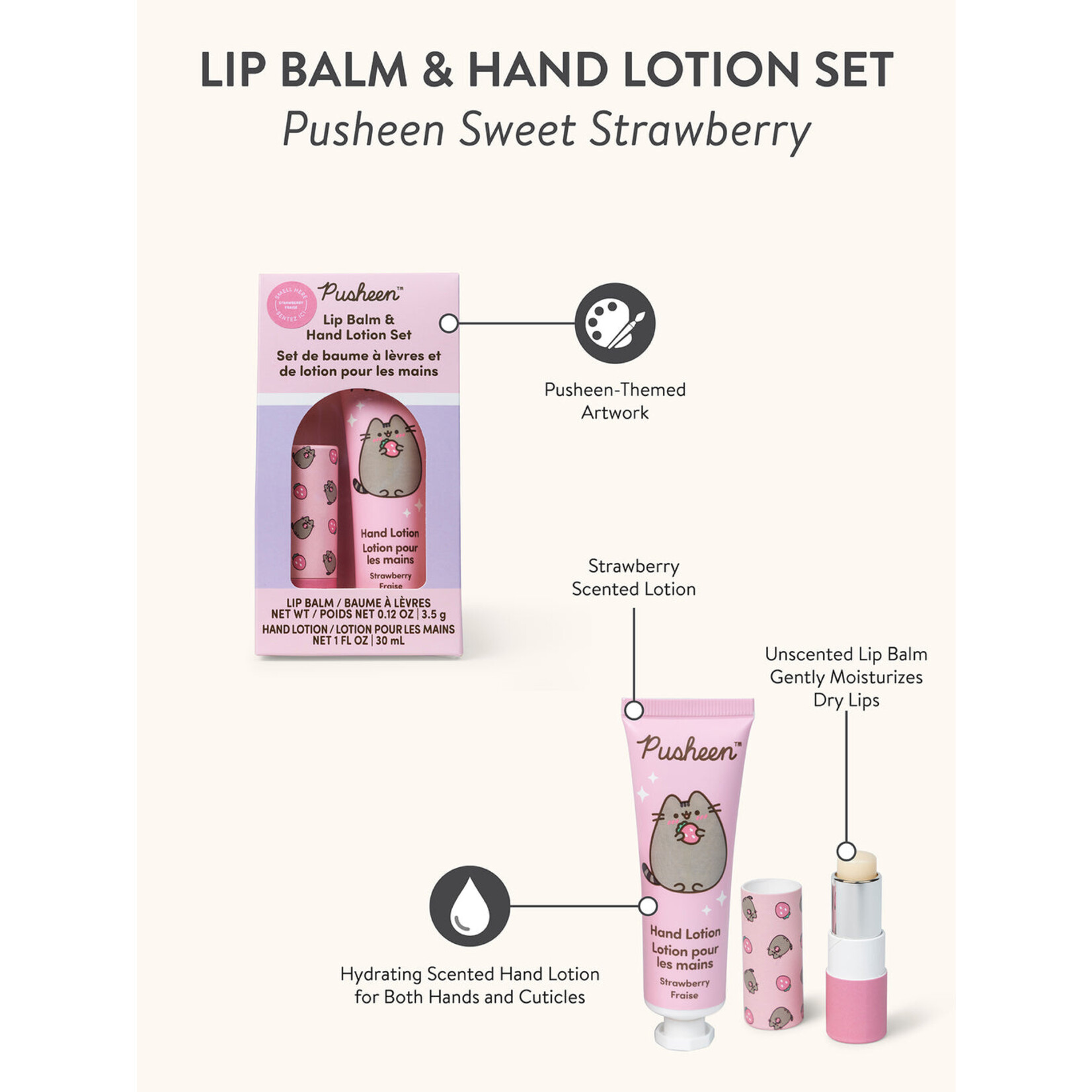 Studio oh! Lip Balm & Lotion Set in Pusheen Sweet Strawberry