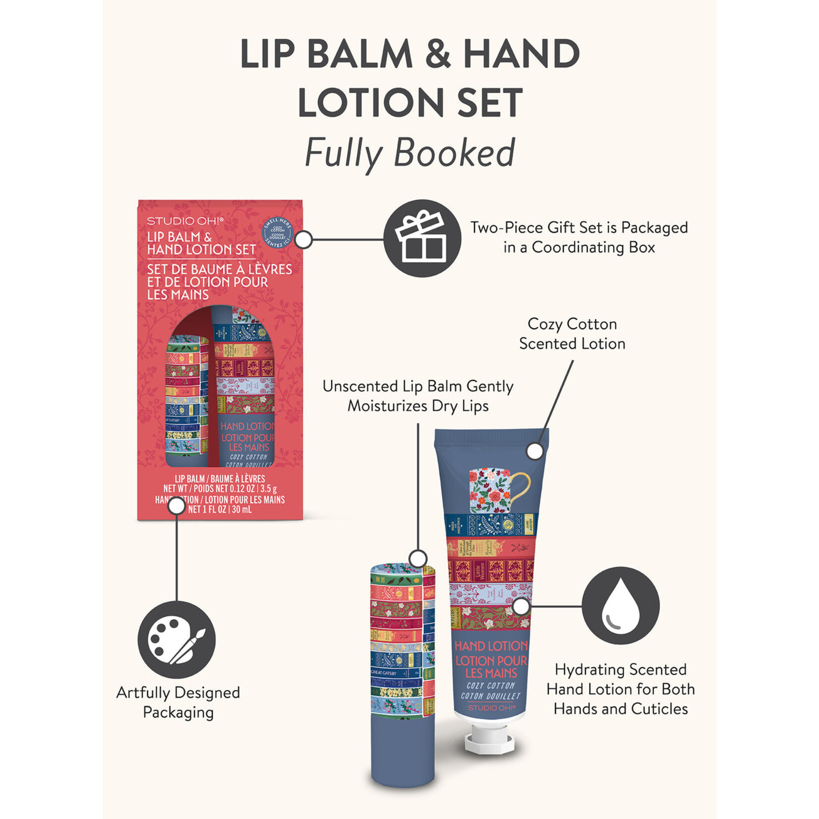 Studio oh! Lip Balm & Lotion Set in Cozy Cotton