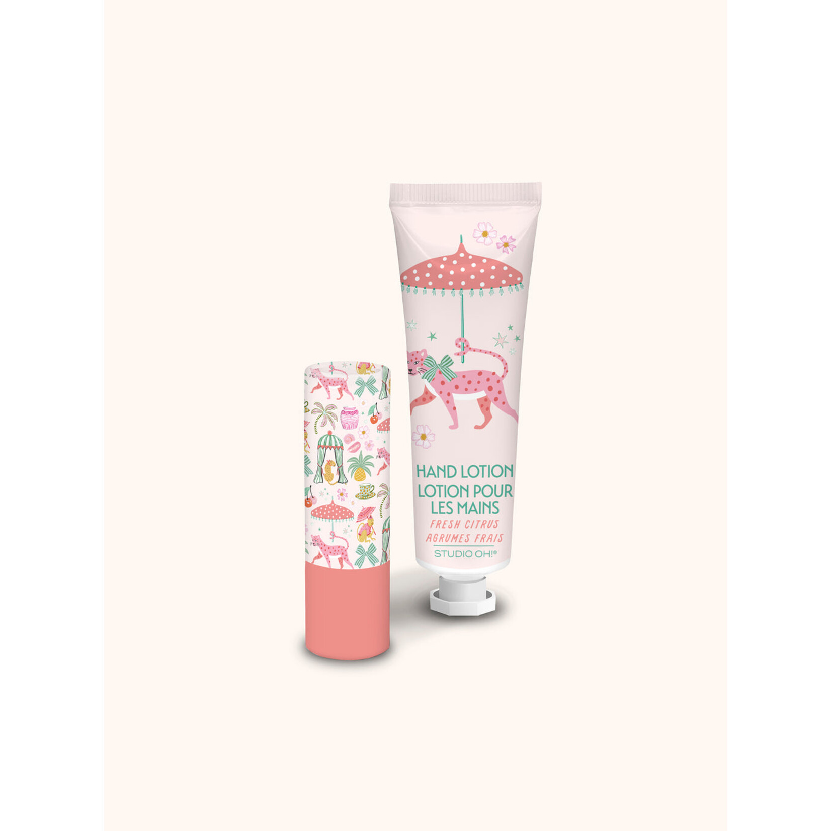 Studio oh! Lip Balm & Lotion Set in Fresh Citrus Leopard