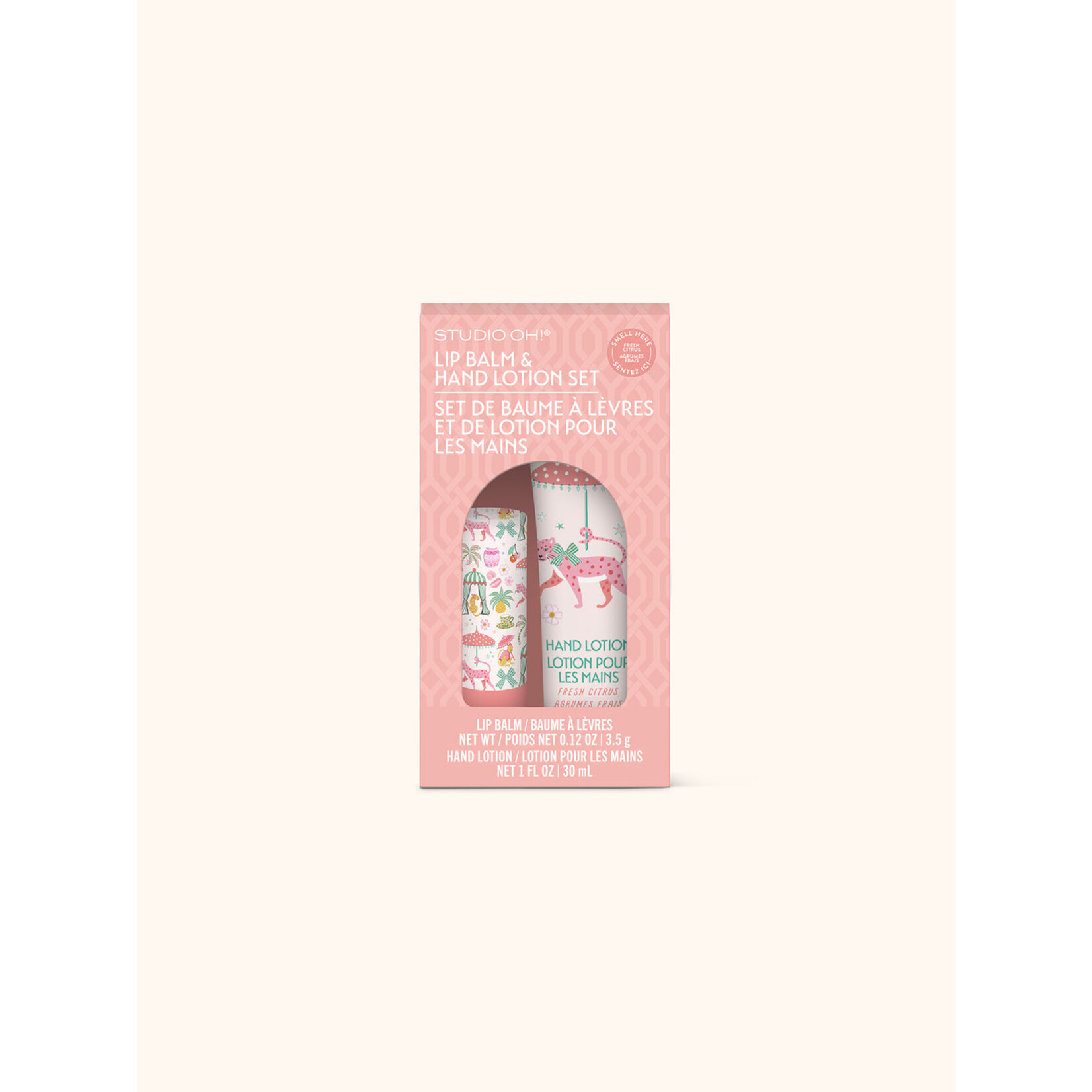 Studio oh! Lip Balm & Lotion Set in Fresh Citrus Leopard
