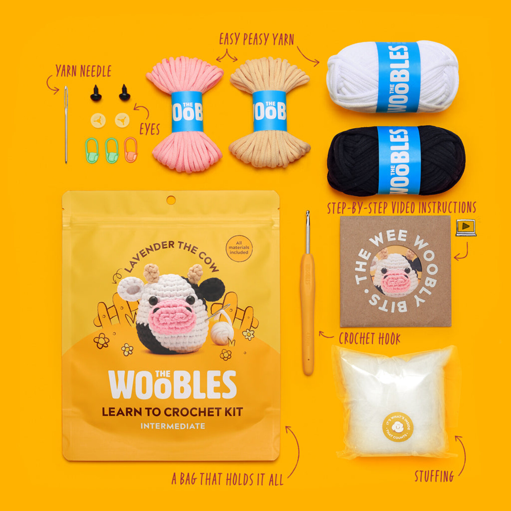 Woobles Lavender the Cow Intermediate Crochet Kit