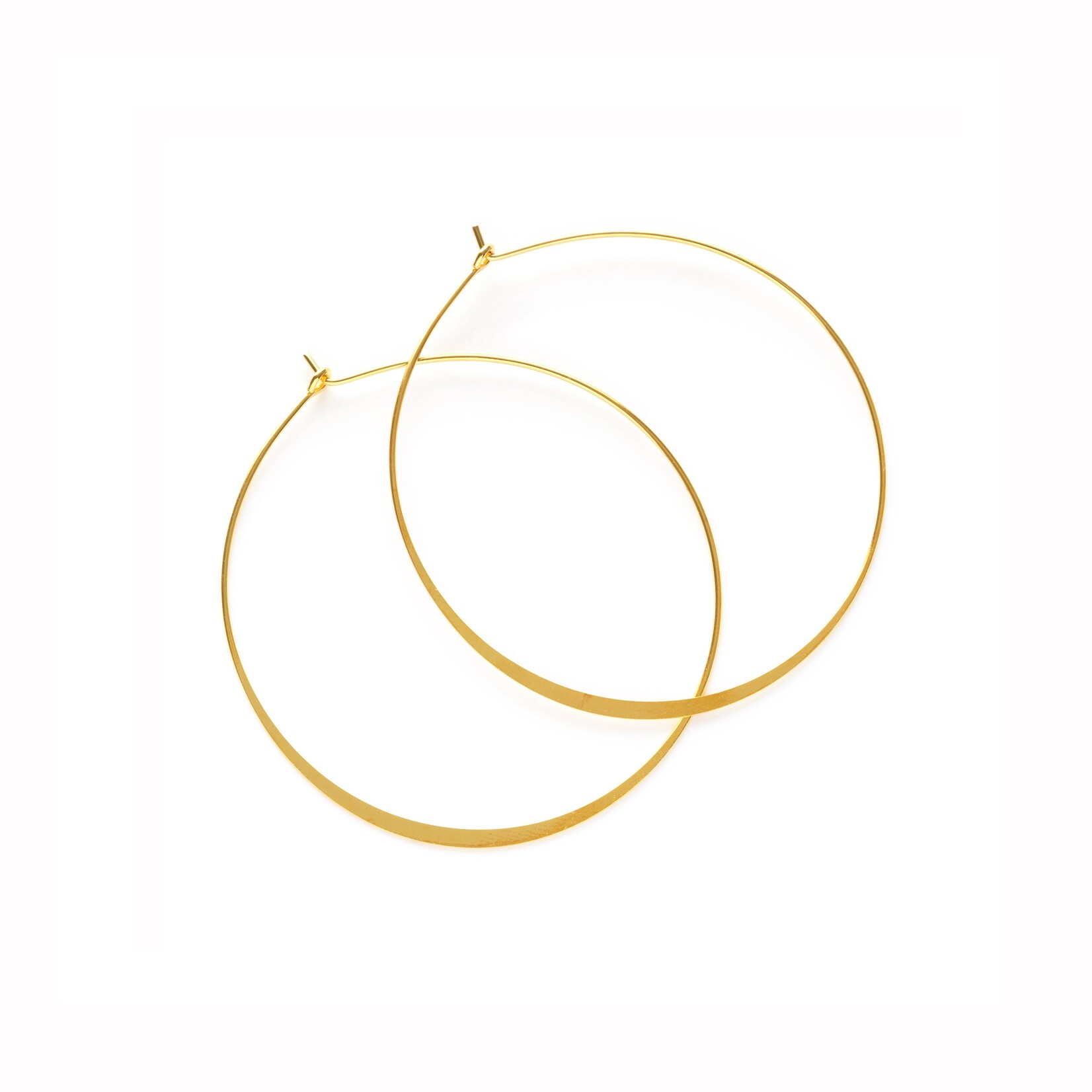 A Mano Gold Flattened Round Hoop Earrings