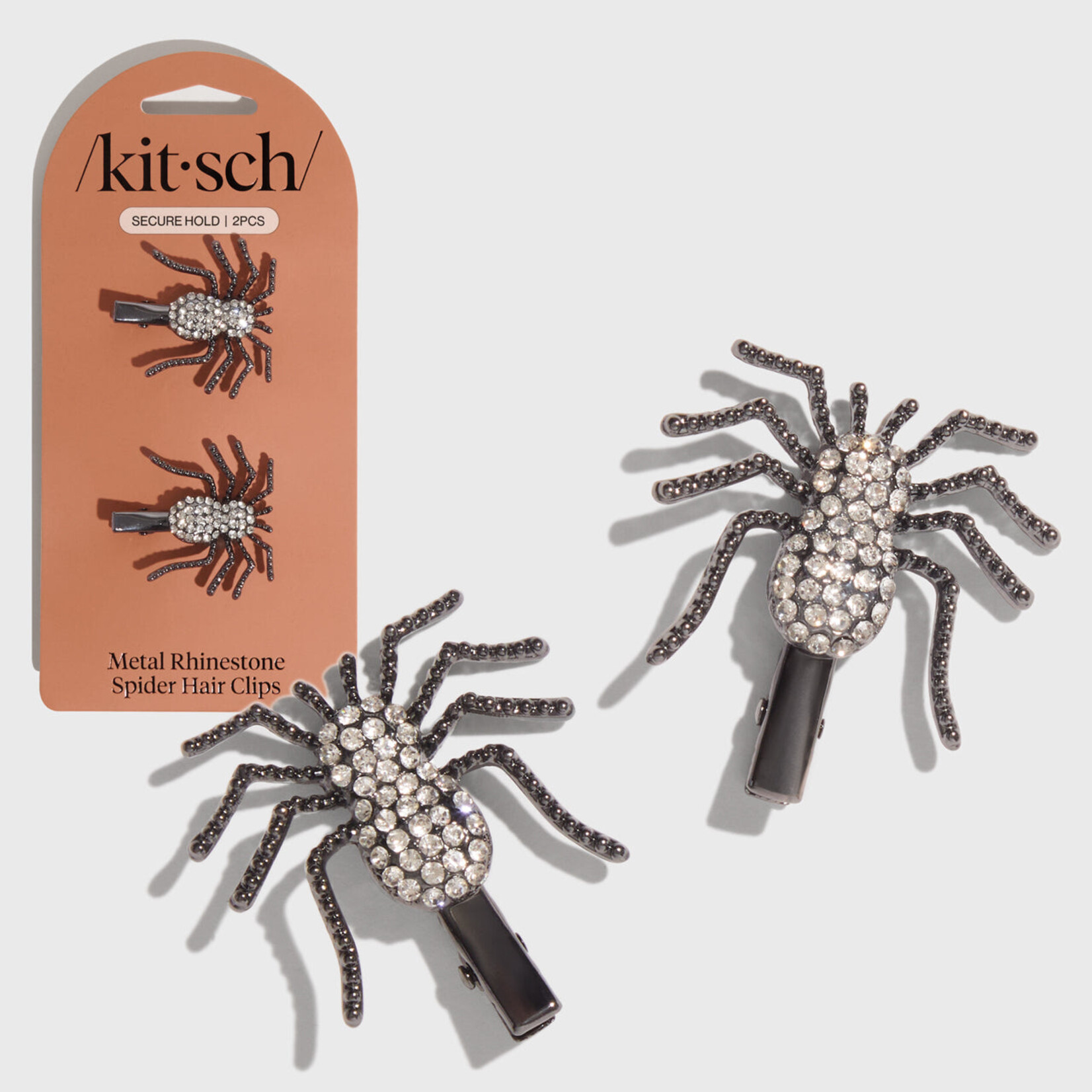 Kitsch Spider Metal Rhinestone Hair Clip Set