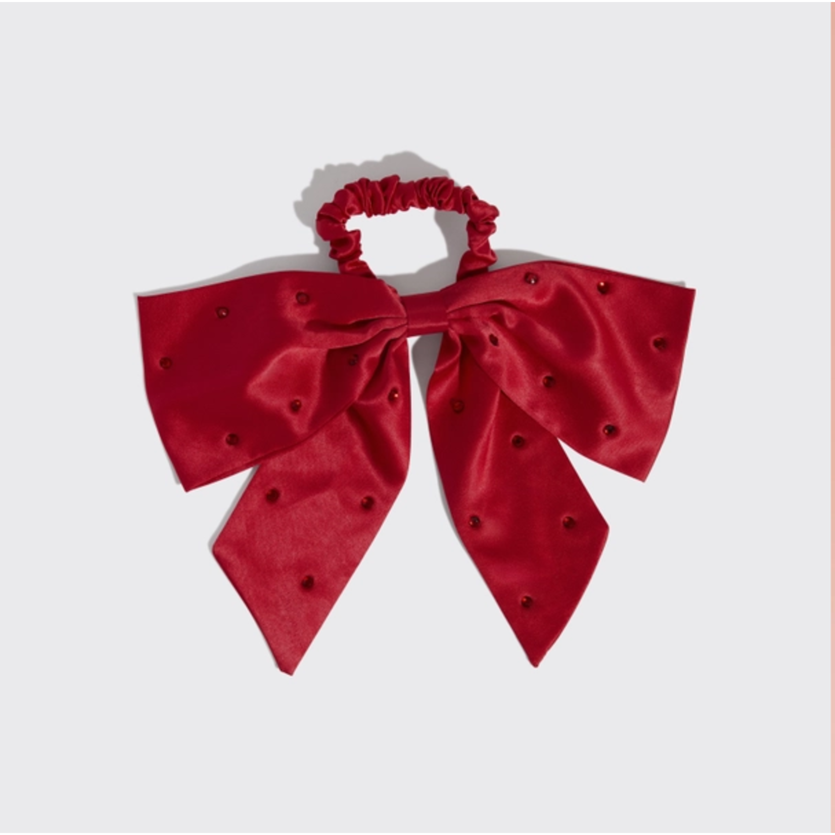 Kitsch Satin & Rhinestone Bow Holiday Scrunchie