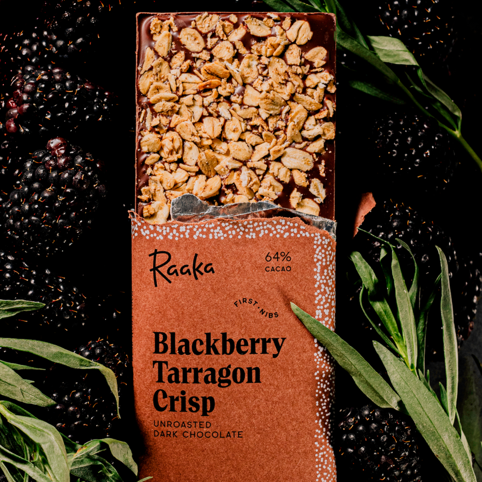 Raaka Blackberry Tarragon Crisp Chocolate Bar