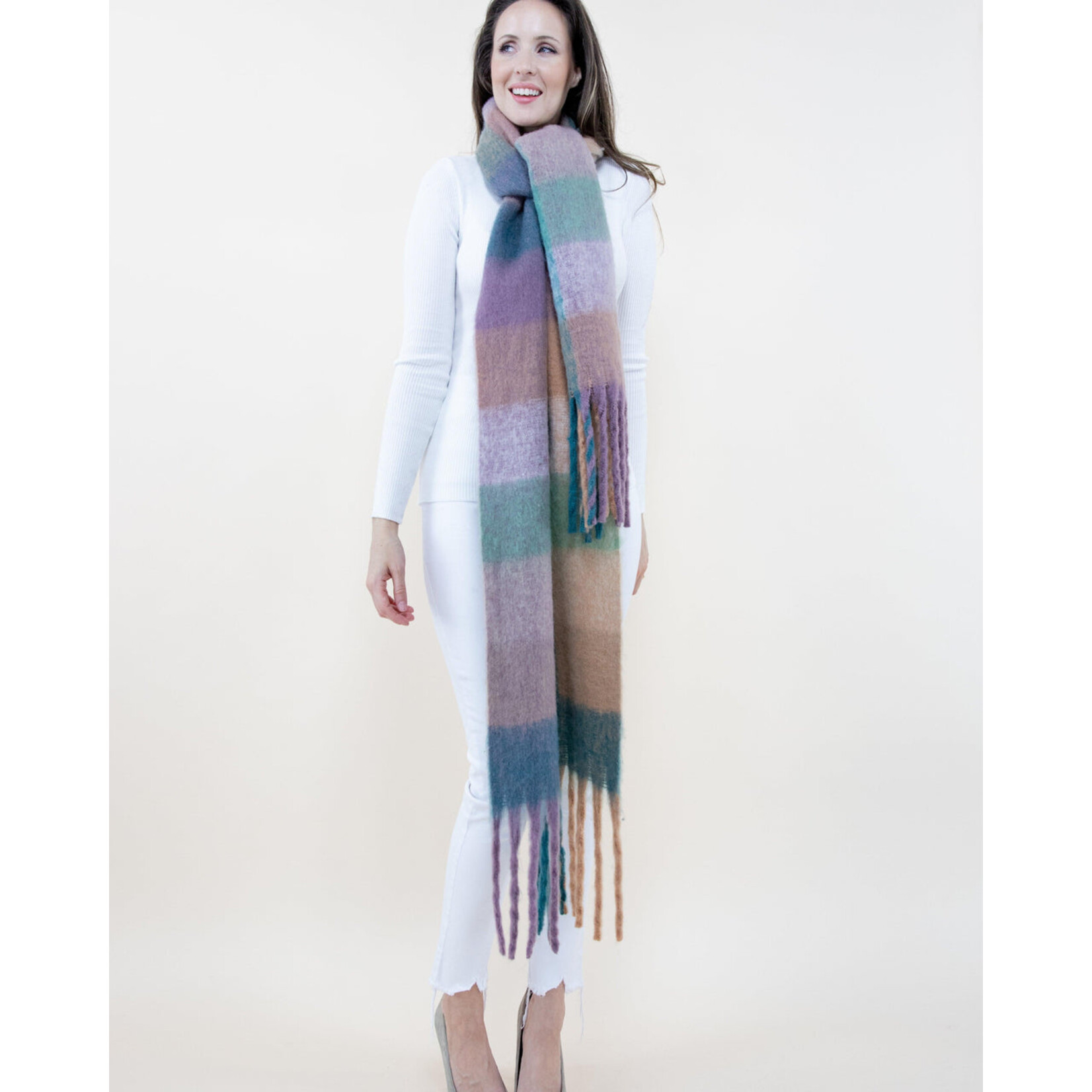 Original USA Multi Color Plaid Scarf in Blue