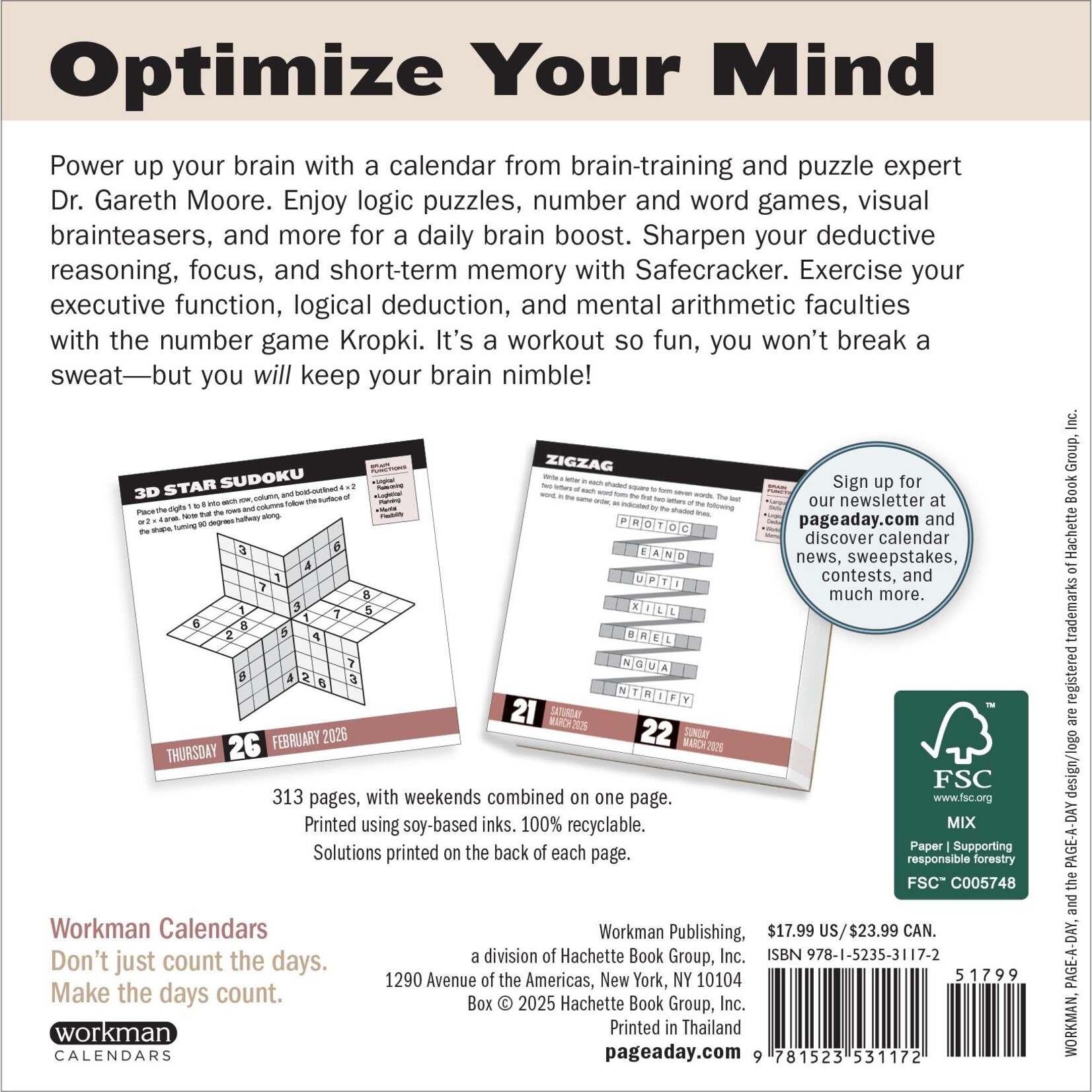 Workman Publishing Brainpower Puzzles Page A Day 2026