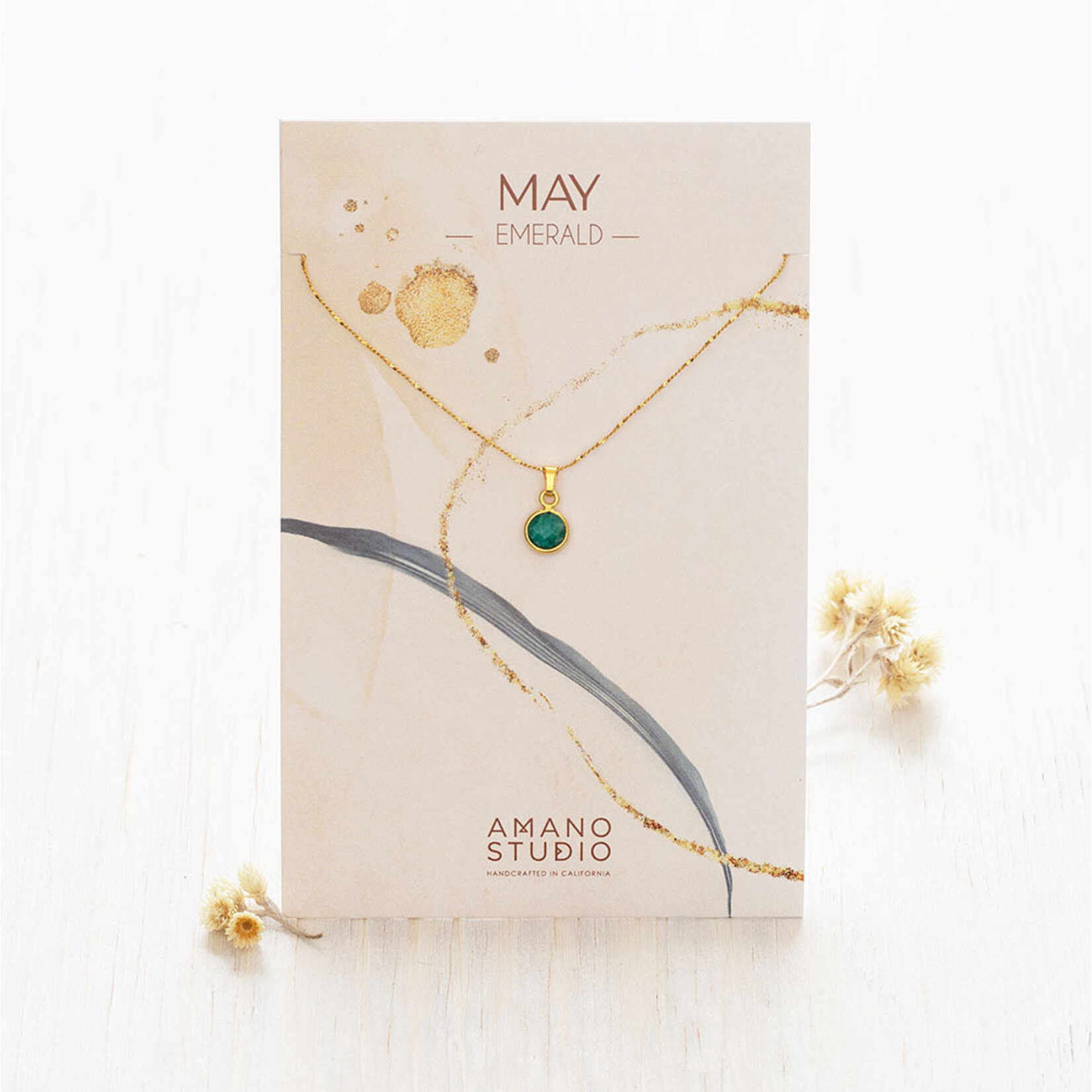A Mano May Birthstone Necklace - Emerald