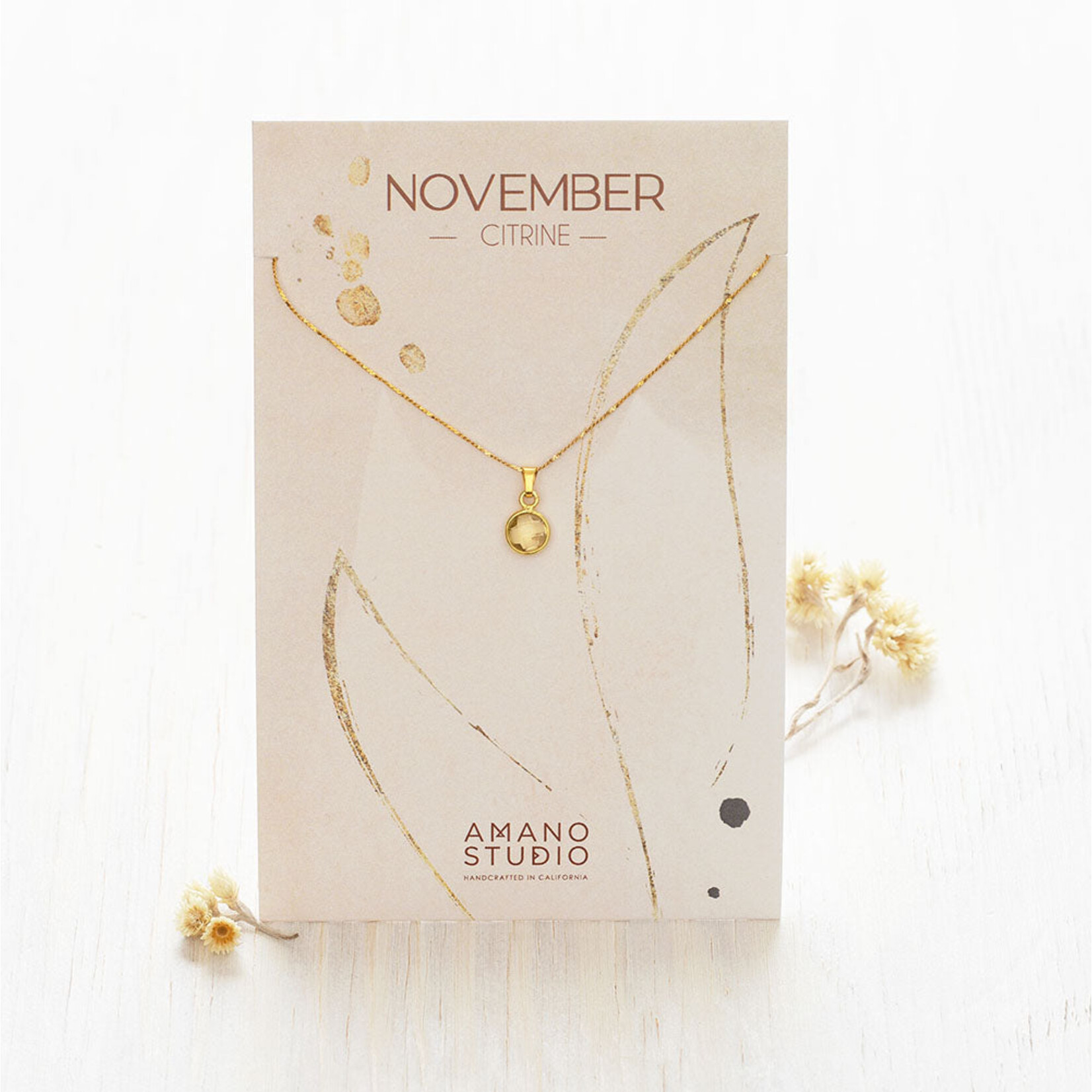 A Mano November Birthstone Necklace - Citrine