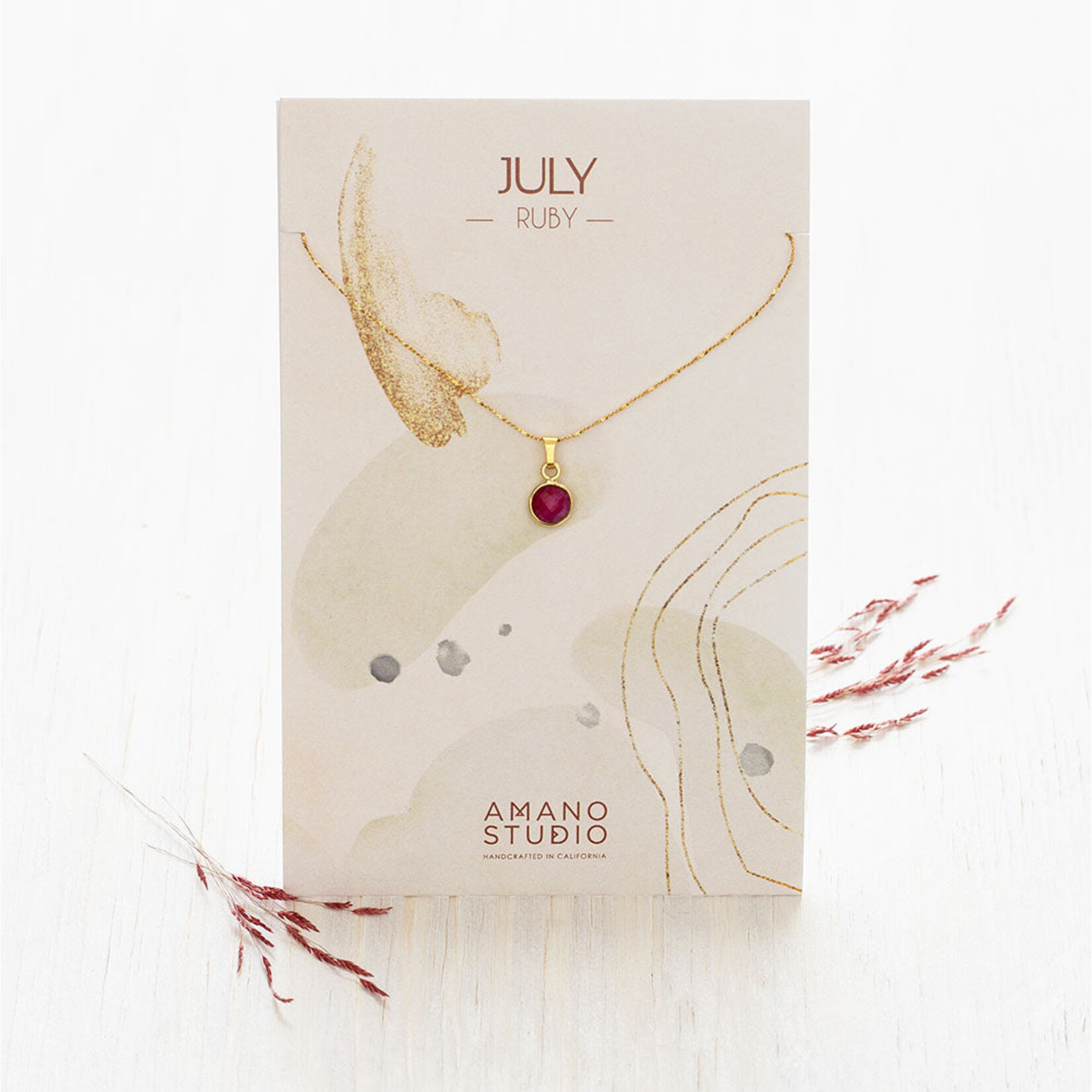 A Mano July Birthstone Necklace - Ruby