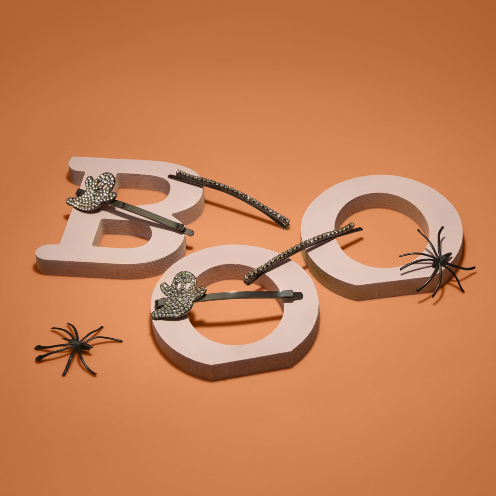 Kitsch Rhinestone Ghost Bobby Pins Set