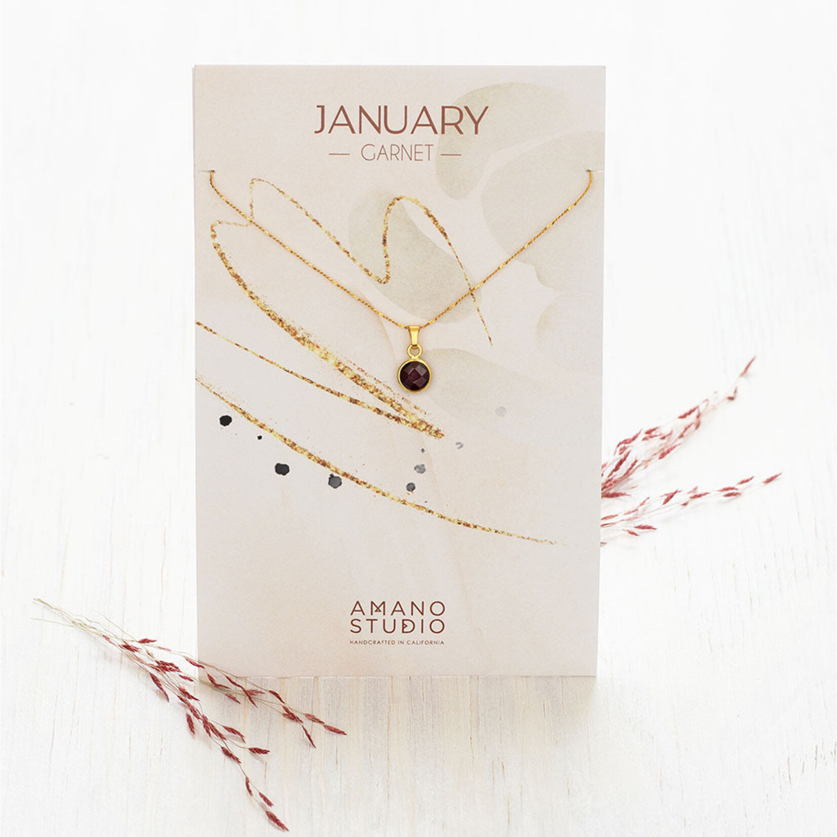 A Mano January Birthstone Necklace - Garnet